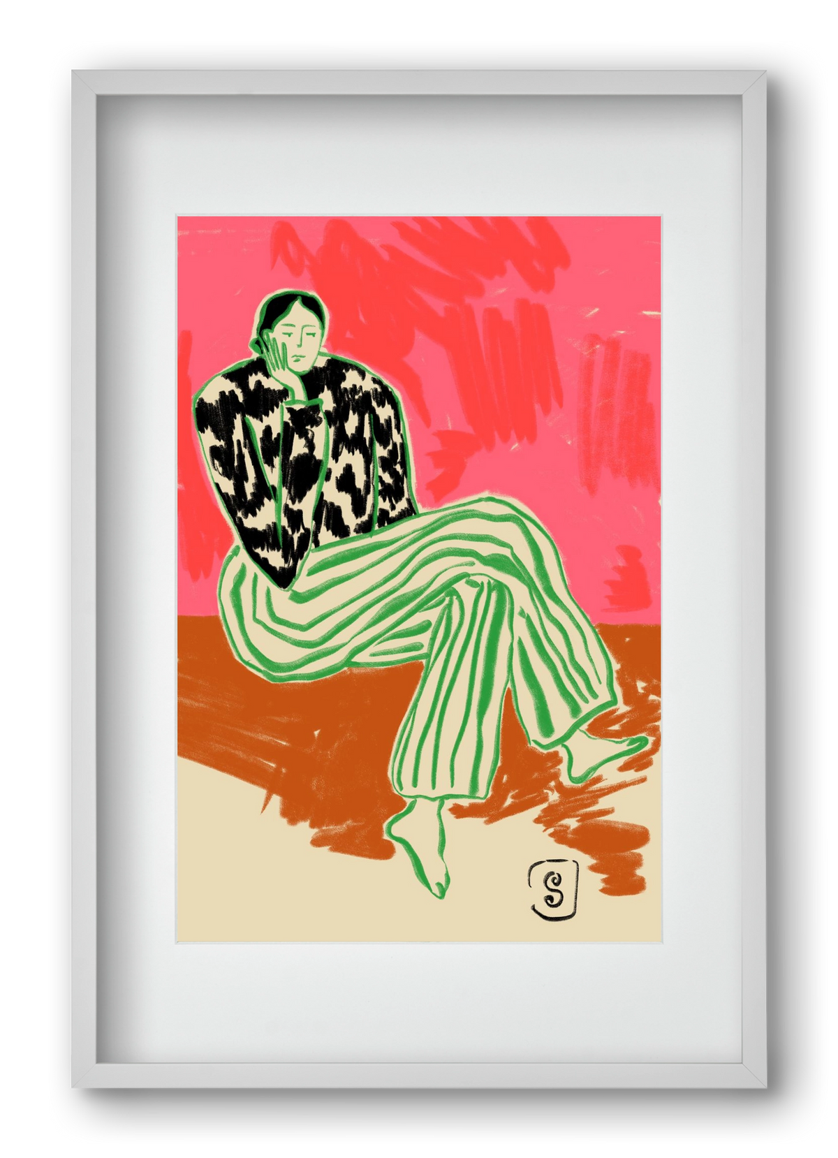 CALM WOMAN PORTRAIT, 40x60 cm (30x45 cm), Fehér keret, paszpartuval