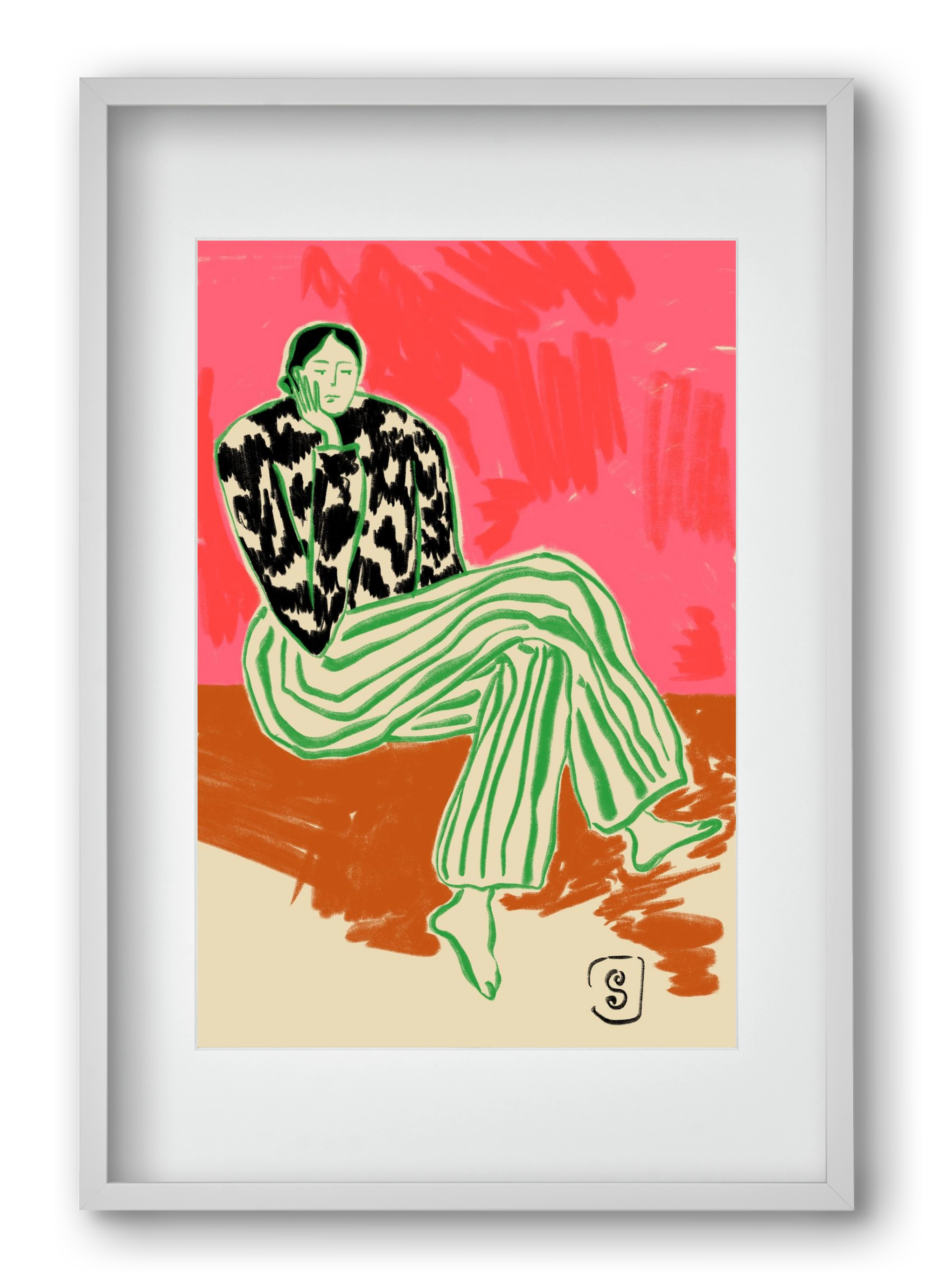 CALM WOMAN PORTRAIT, 40x60 cm (30x45 cm), Fehér keret, paszpartuval