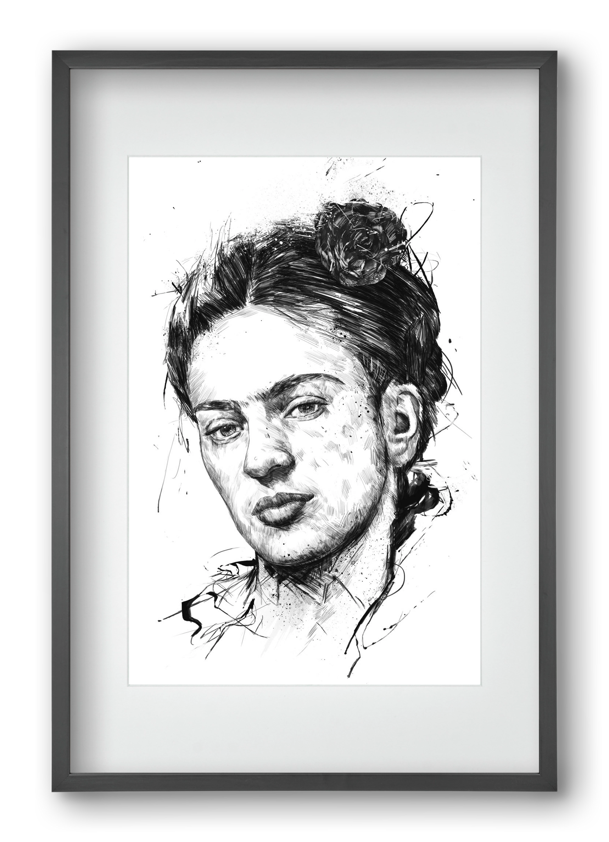 Frida, 40x60 cm (30x45 cm), Fekete keret, paszpartuval