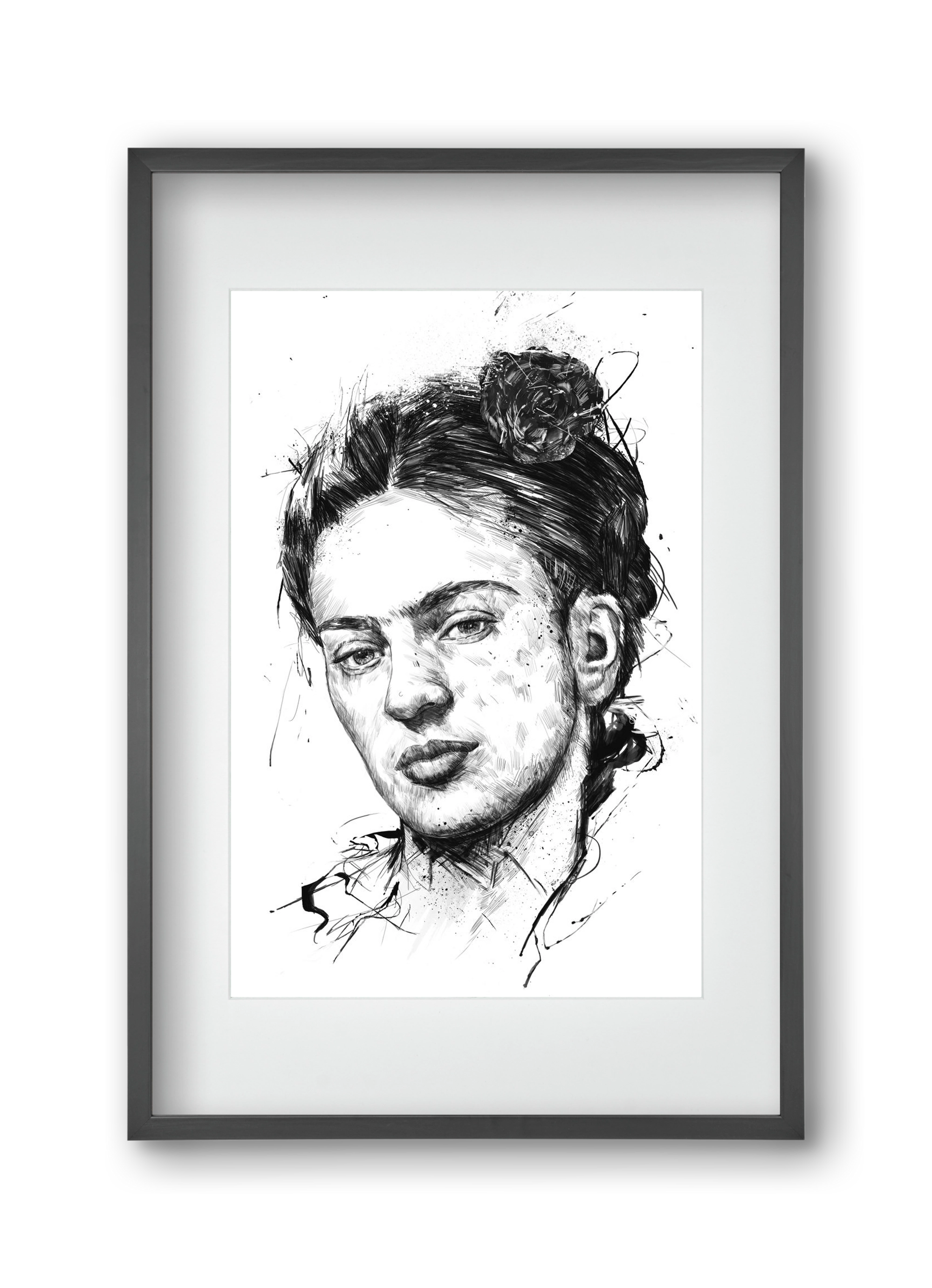 Frida, 30x45 cm (20x30 cm), Fekete keret, paszpartuval