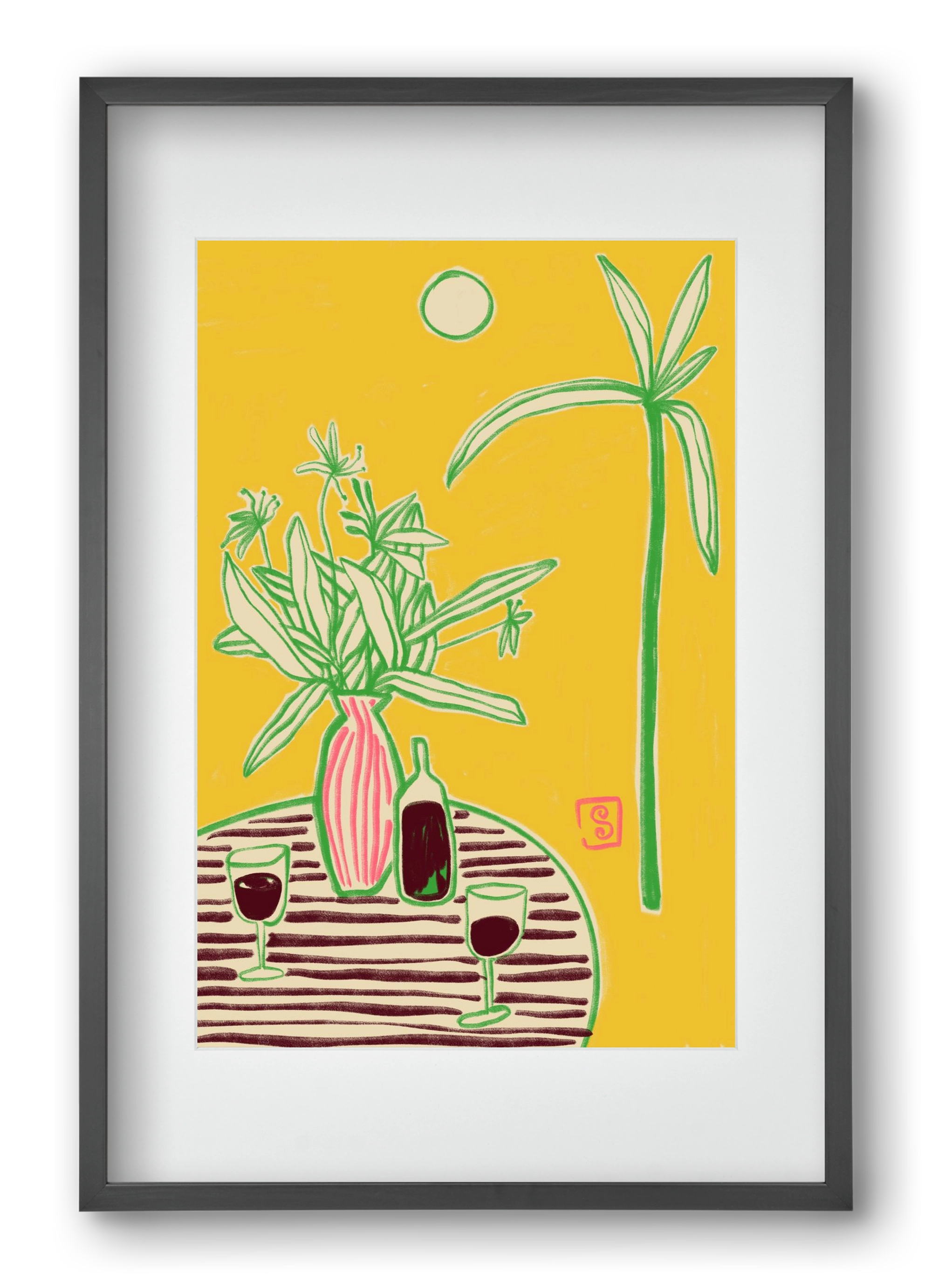 CONVERSATION BY THE SEA, 40x60 cm (30x45 cm), Fekete keret, paszpartuval