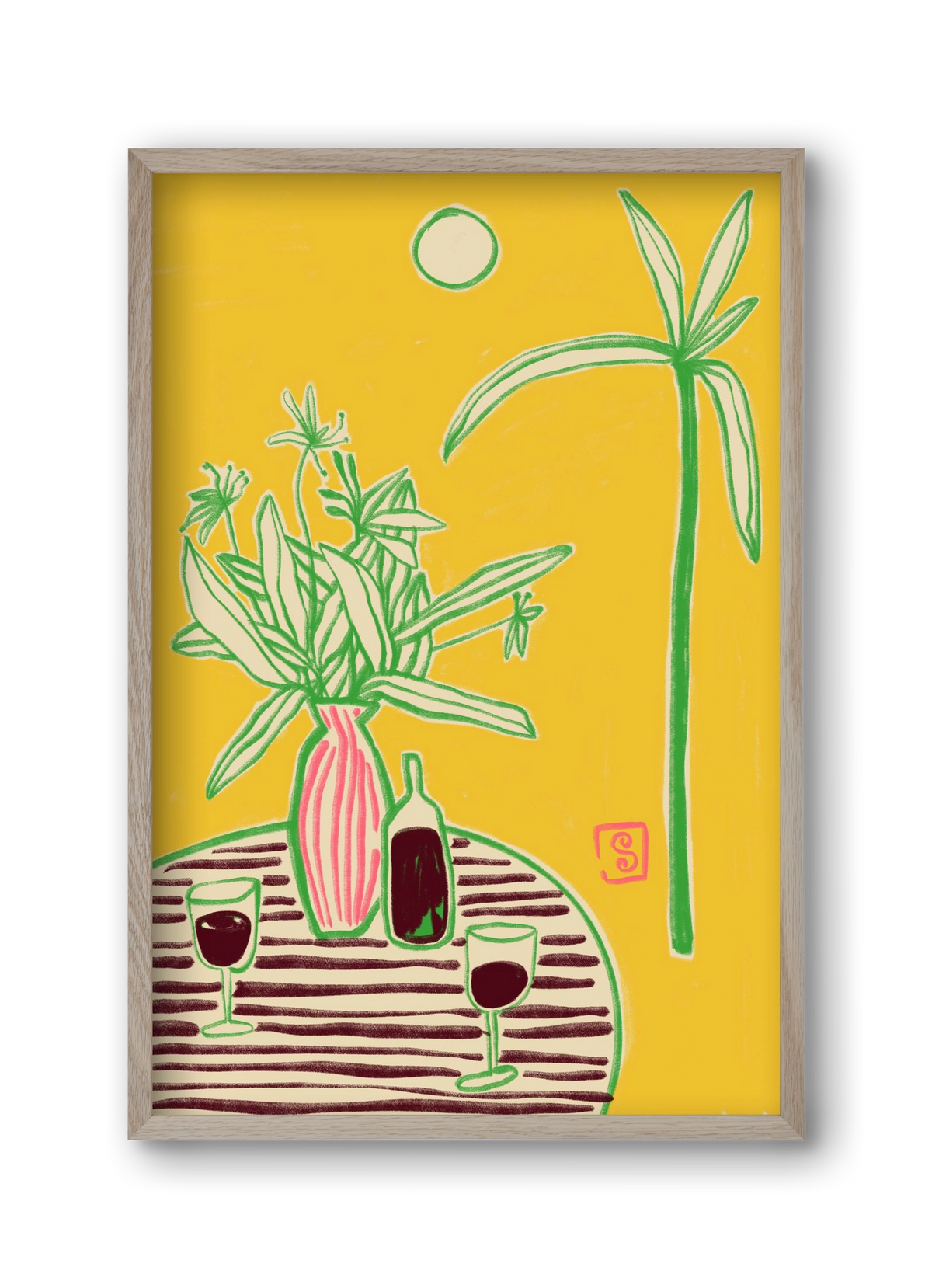 CONVERSATION BY THE SEA, 30x45 cm (30x45 cm), Tölgy keret