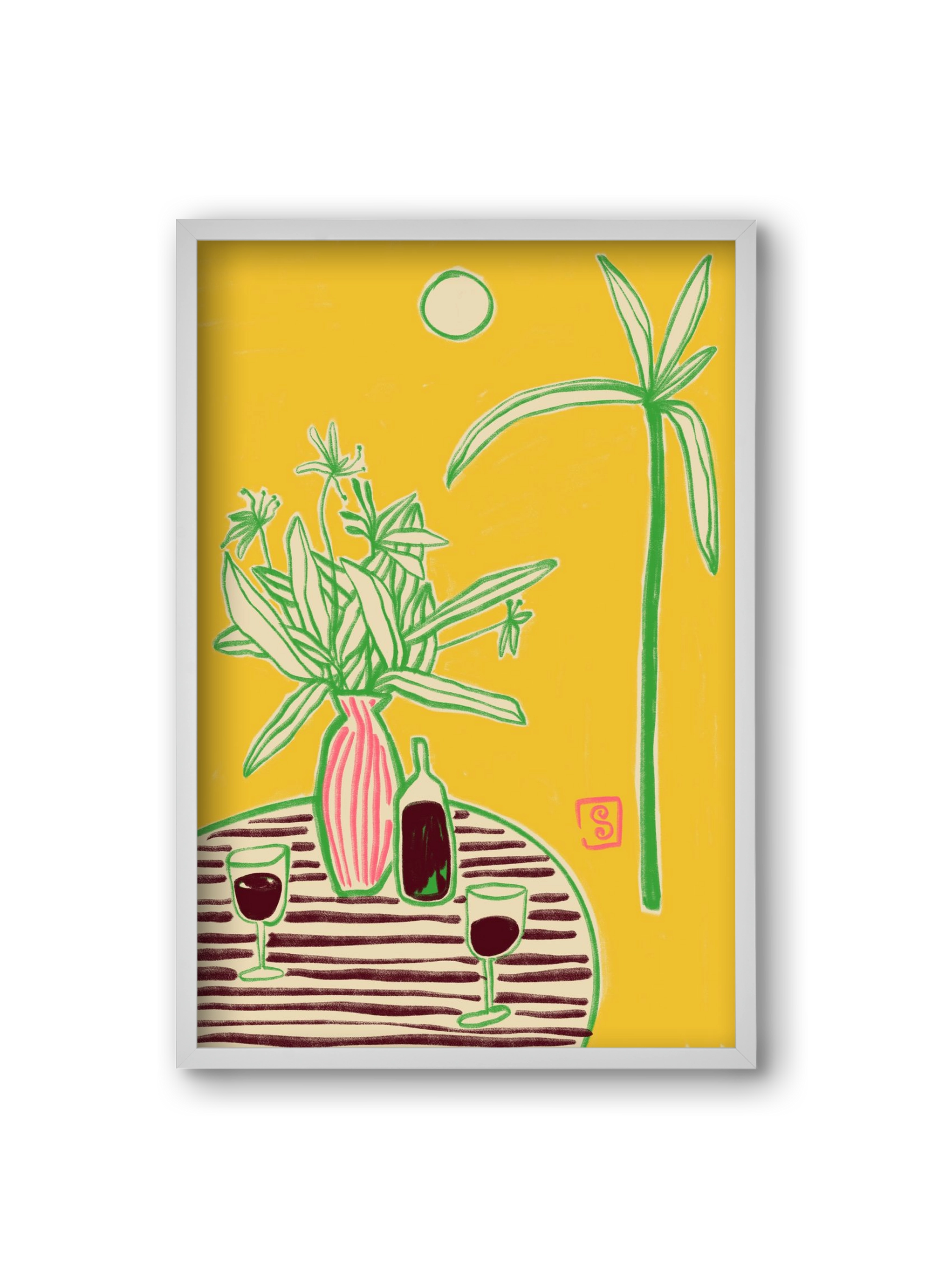 CONVERSATION BY THE SEA, 20x30 cm (20x30 cm), Fehér keret