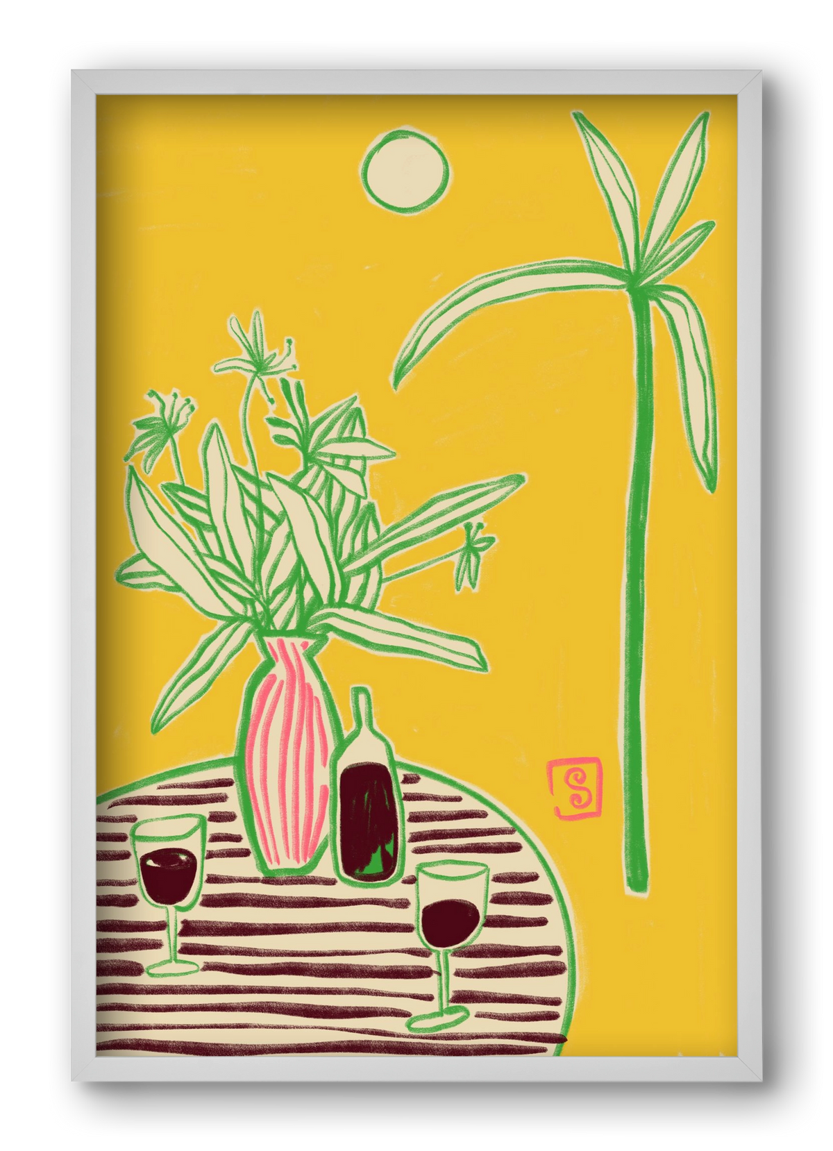 CONVERSATION BY THE SEA, 40x60 cm (40x60 cm), Fehér keret