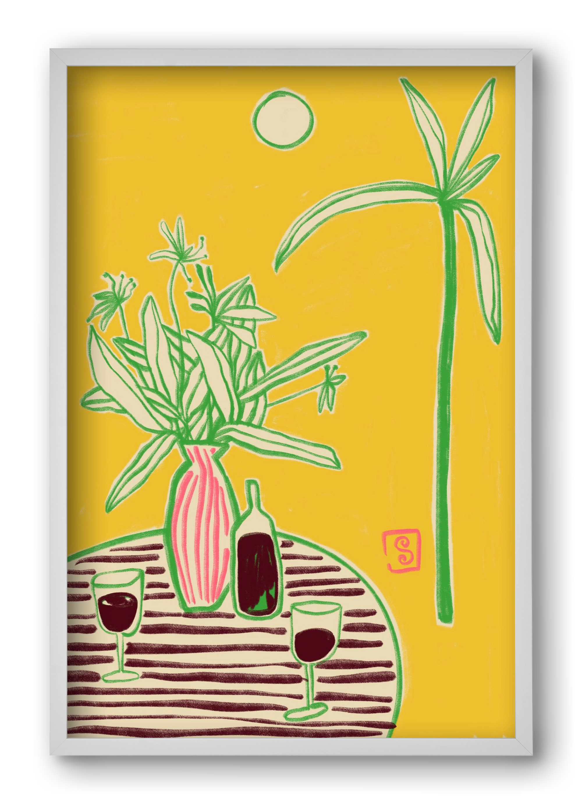 CONVERSATION BY THE SEA, 40x60 cm (40x60 cm), Fehér keret