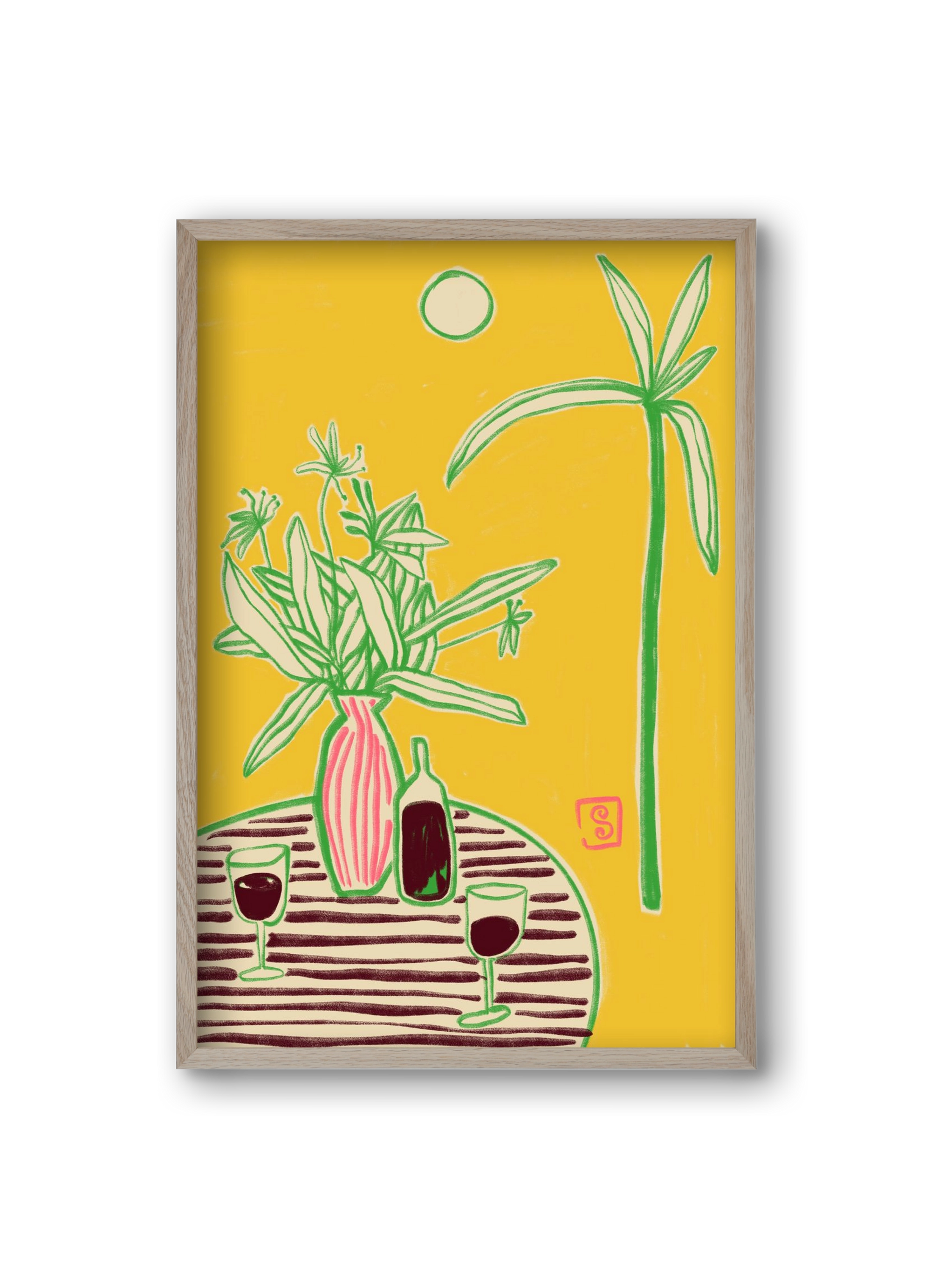 CONVERSATION BY THE SEA, 20x30 cm (20x30 cm), Tölgy keret