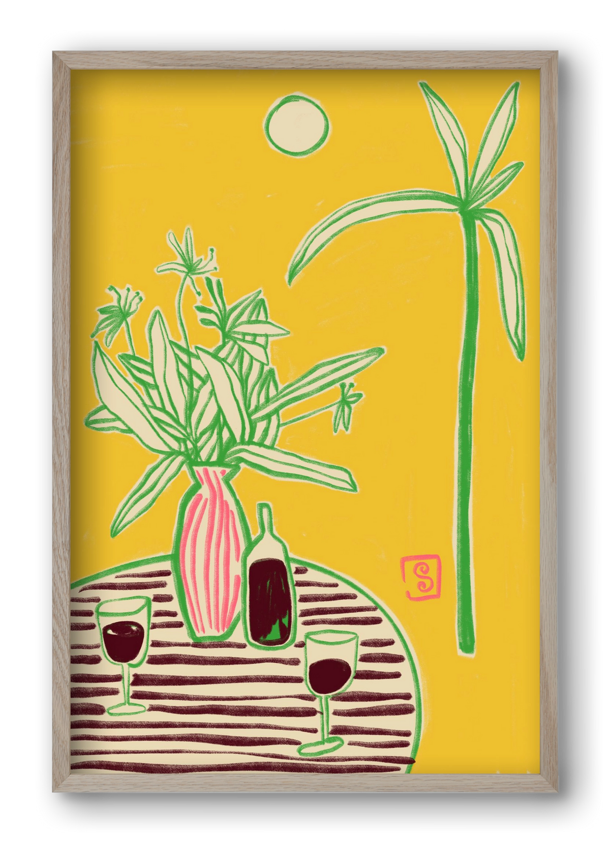 CONVERSATION BY THE SEA, 40x60 cm (40x60 cm), Tölgy keret