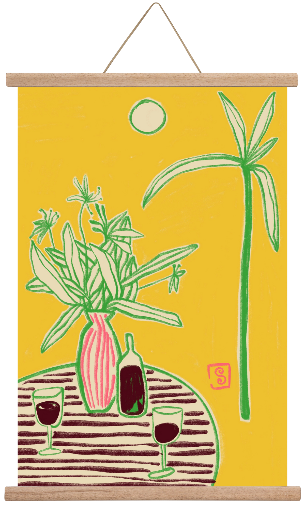 CONVERSATION BY THE SEA, 40x60 cm (40x60 cm), Tölgy akasztó