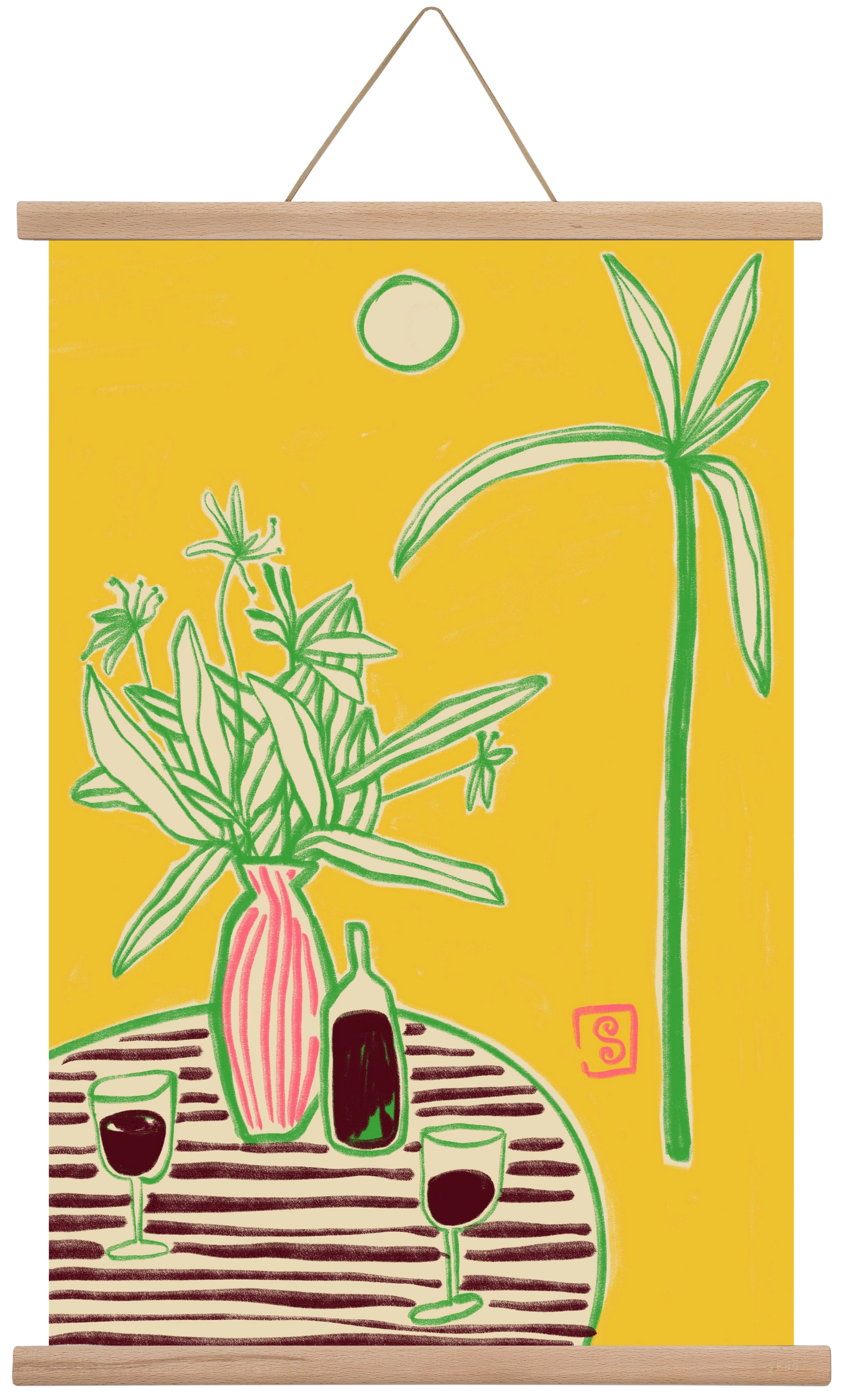 CONVERSATION BY THE SEA, 40x60 cm (40x60 cm), Tölgy akasztó