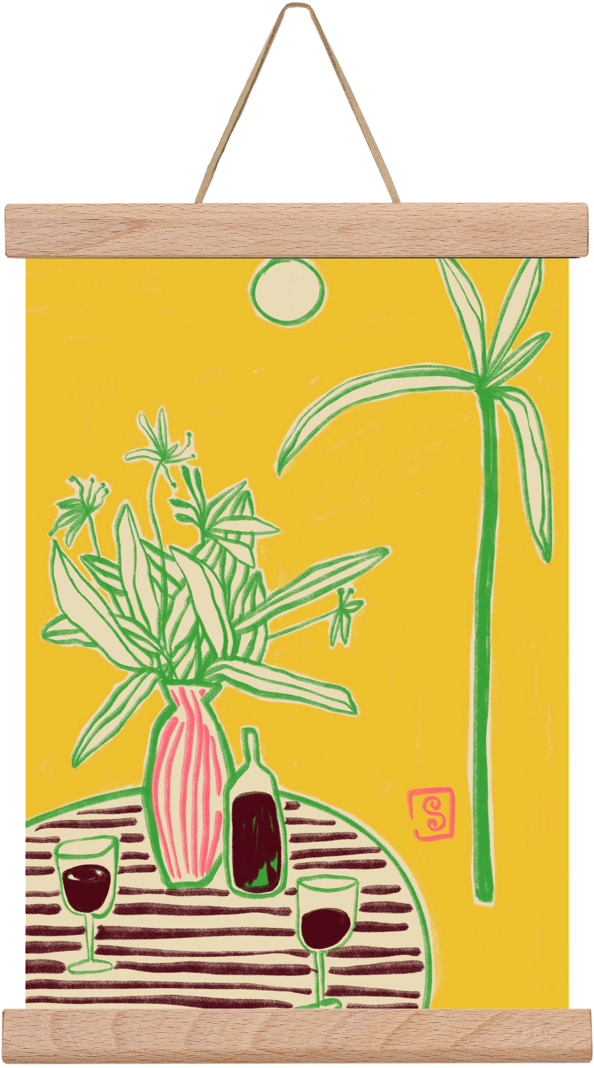 CONVERSATION BY THE SEA, 20x30 cm (20x30 cm), Tölgy akasztó