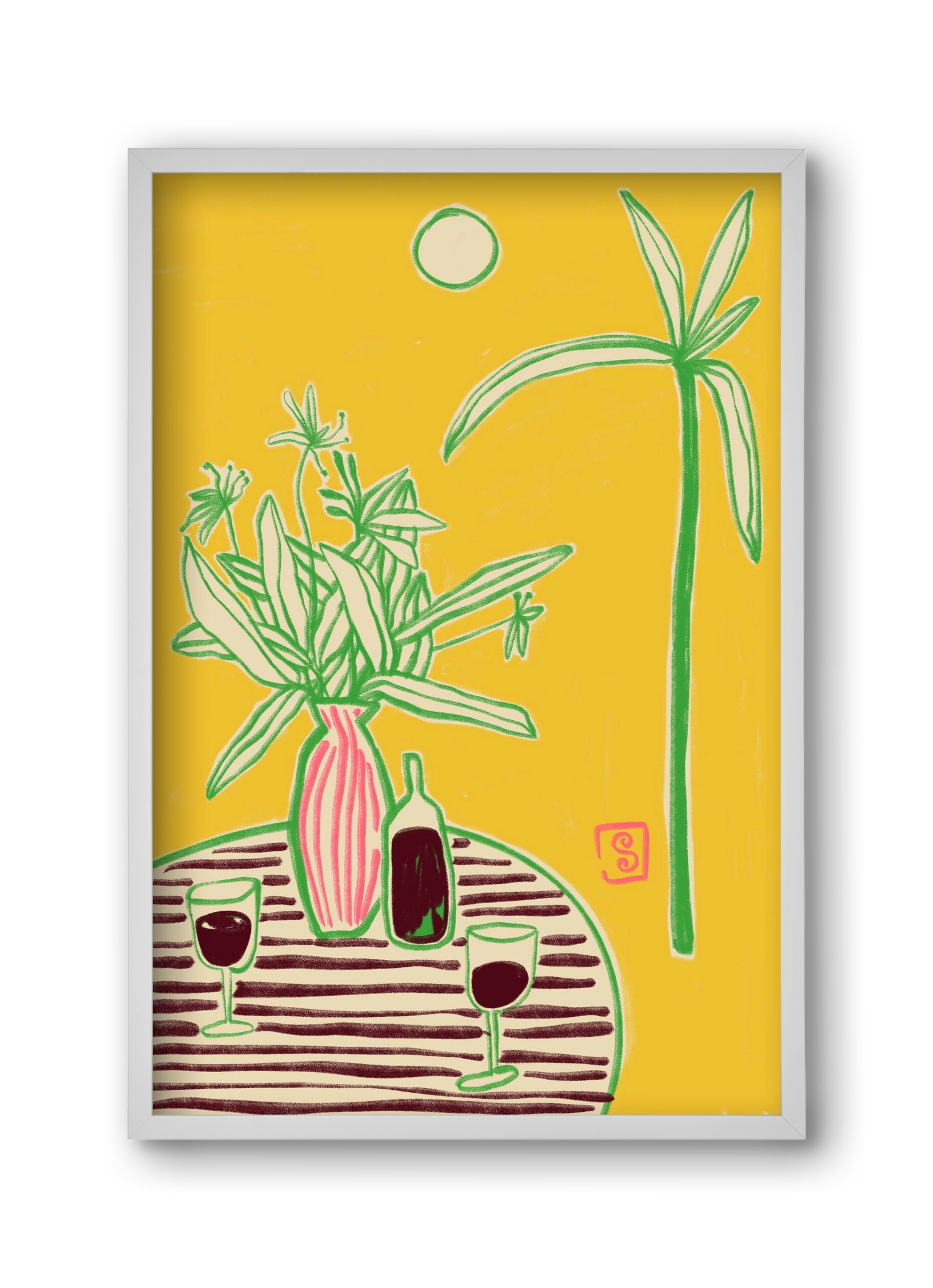 CONVERSATION BY THE SEA, 30x45 cm (30x45 cm), Fehér keret