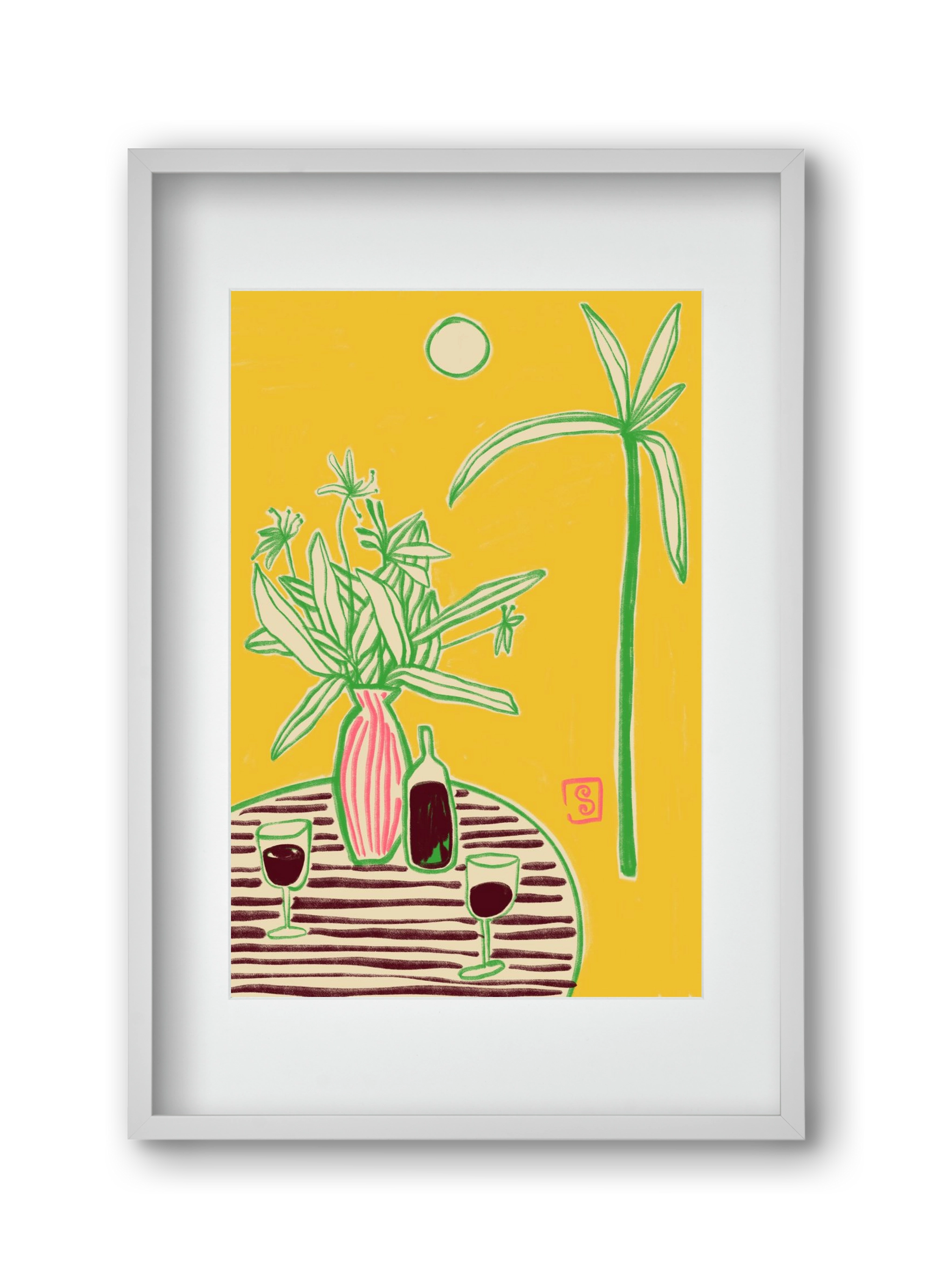 CONVERSATION BY THE SEA, 30x45 cm (20x30 cm), Fehér keret, paszpartuval