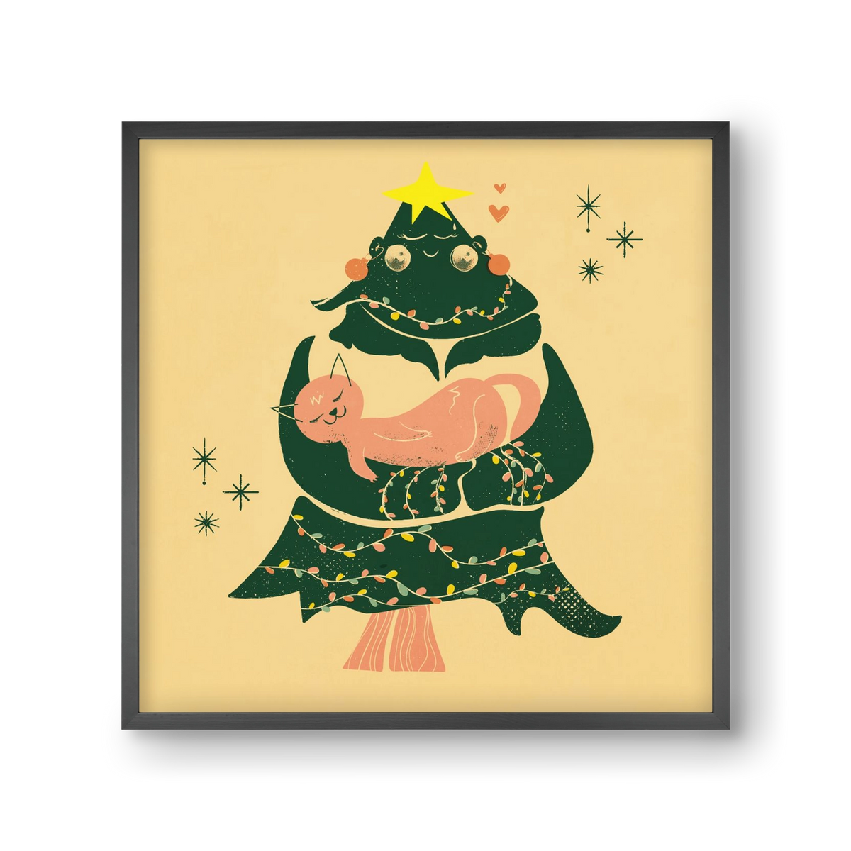 Meowy Christmas , 30x30 cm (30x30 cm), Fekete keret