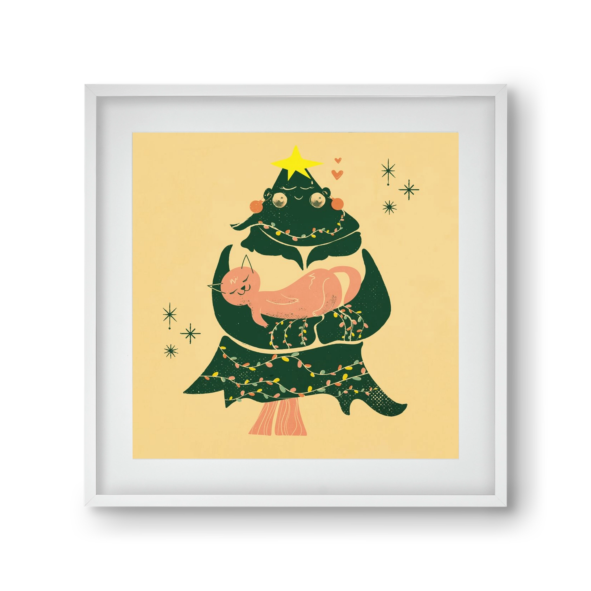 Meowy Christmas , 30x30 cm (20x20 cm), Fehér keret, paszpartuval