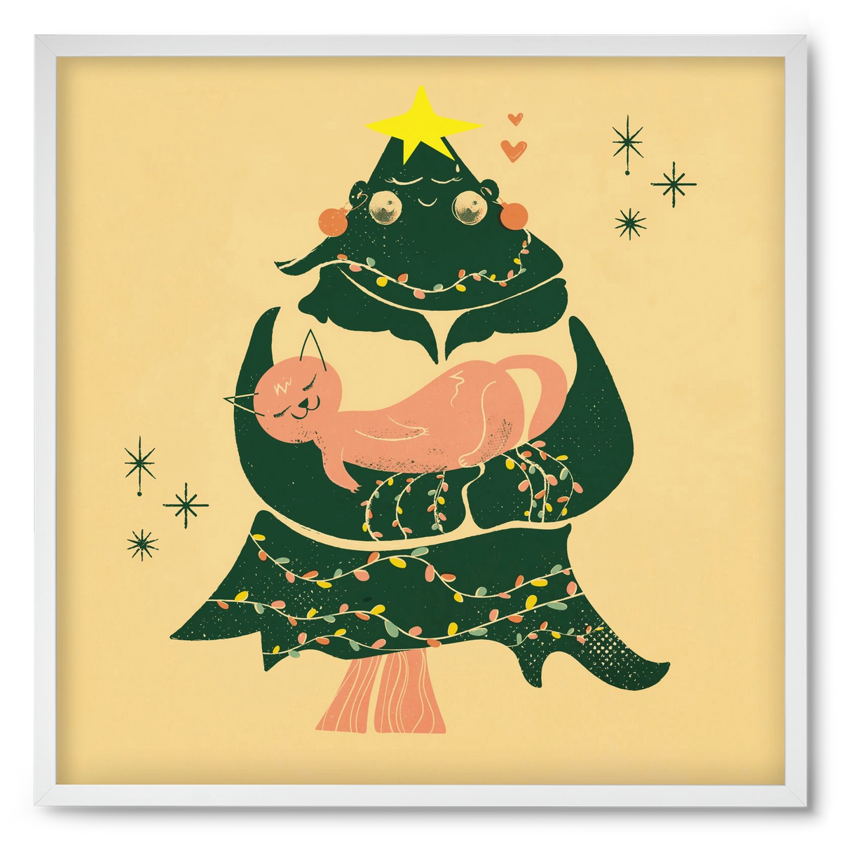 Meowy Christmas , 50x50 cm (50x50 cm), Fehér keret