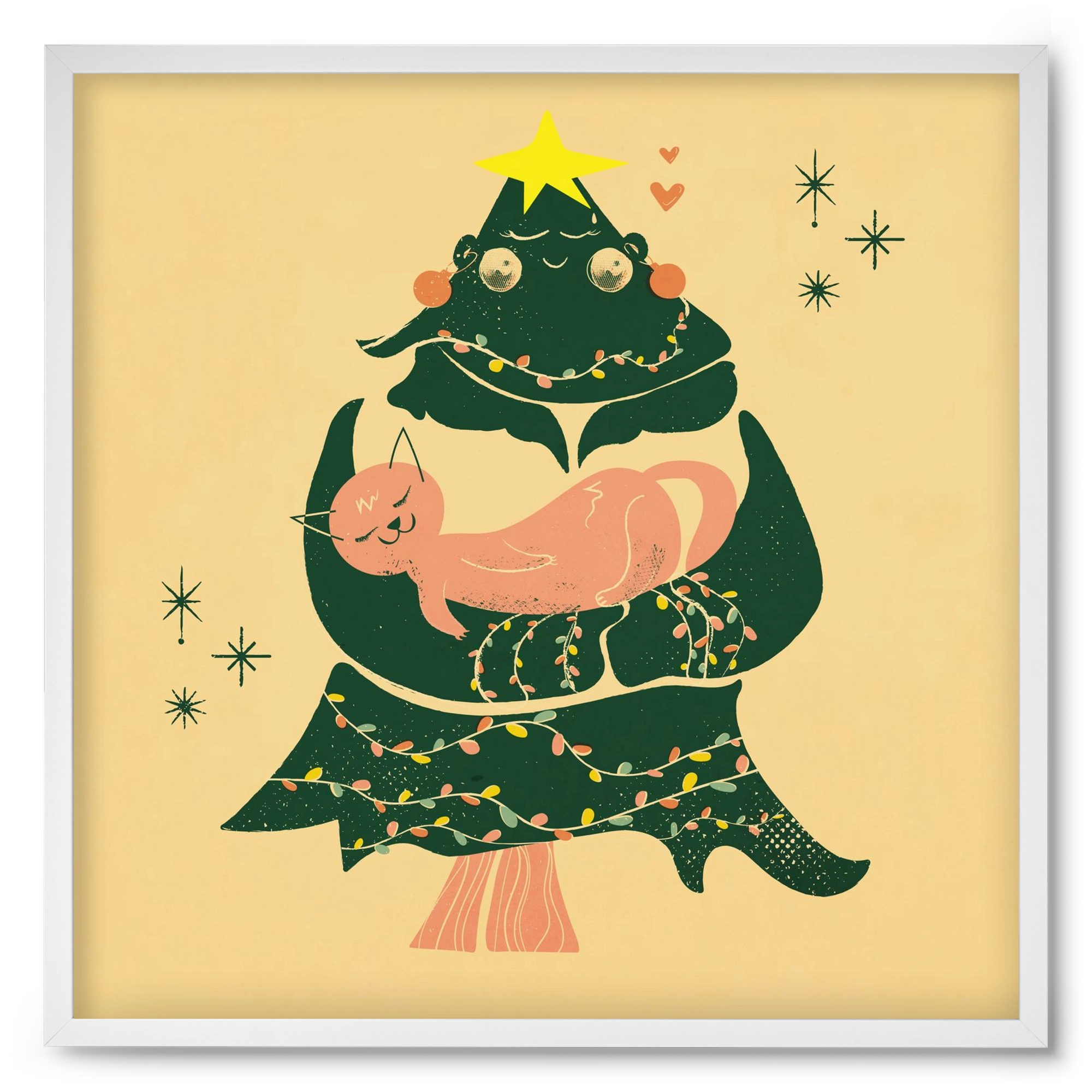 Meowy Christmas , 50x50 cm (50x50 cm), Fehér keret