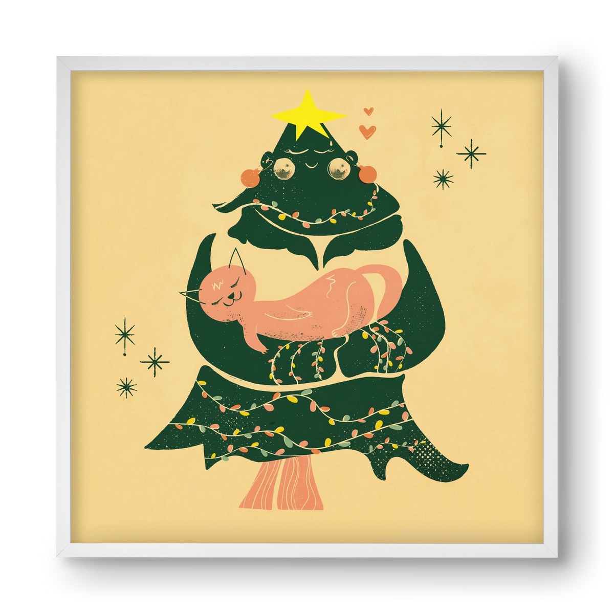 Meowy Christmas , 40x40 cm (40x40 cm), Fehér keret