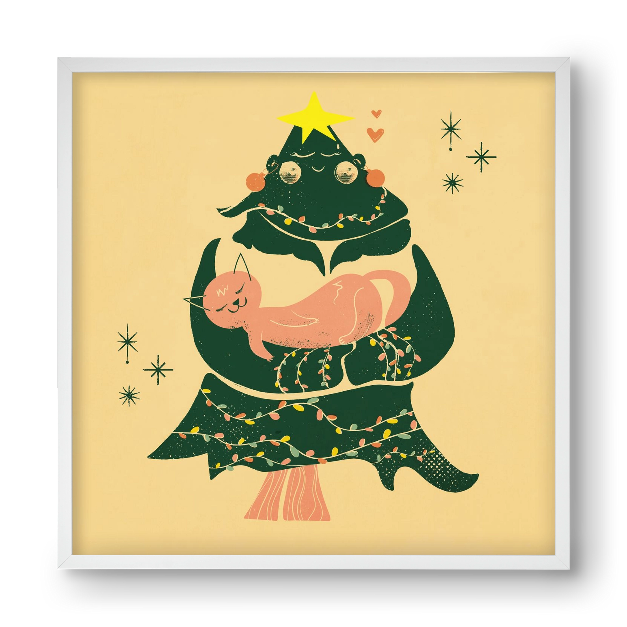 Meowy Christmas , 40x40 cm (40x40 cm), Fehér keret