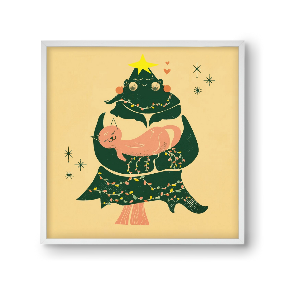 Meowy Christmas , 30x30 cm (30x30 cm), Fehér keret