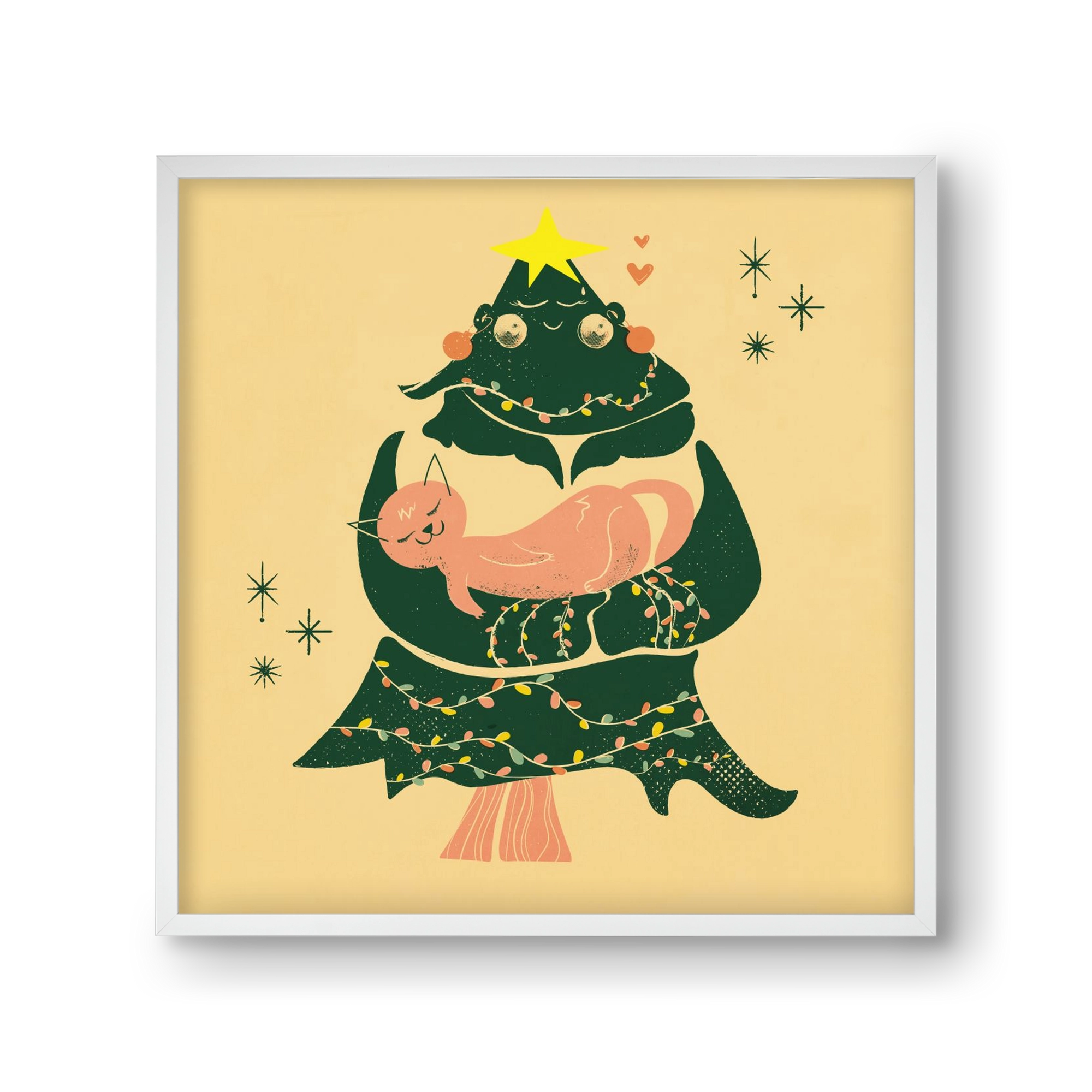 Meowy Christmas , 30x30 cm (30x30 cm), Fehér keret