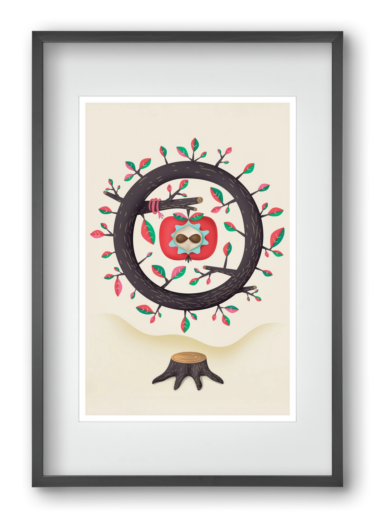 almafa, 40x60 cm (30x45 cm), Fekete keret, paszpartuval