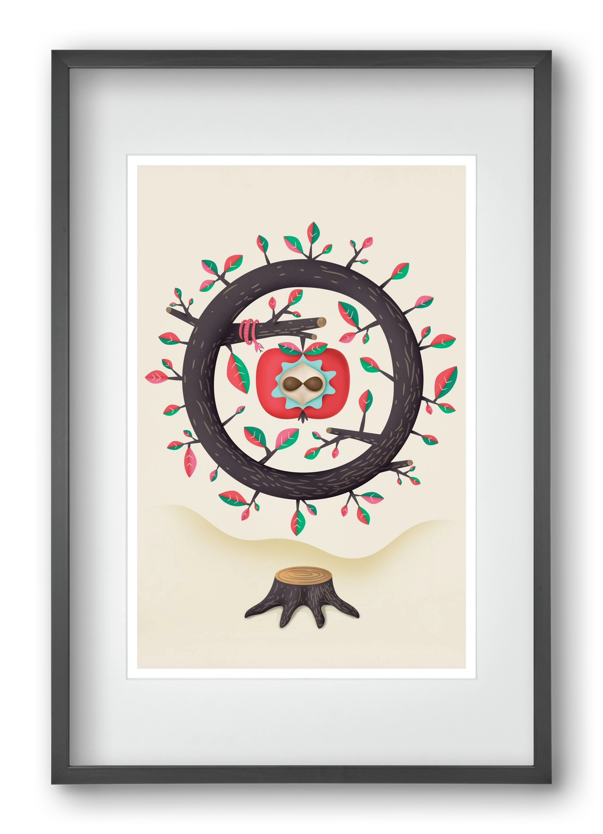 almafa, 40x60 cm (30x45 cm), Fekete keret, paszpartuval