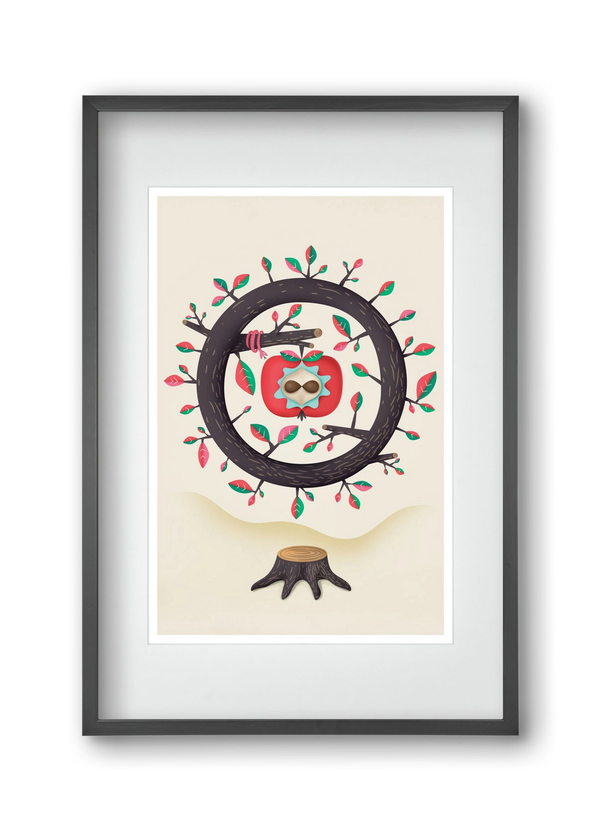 almafa, 30x45 cm (20x30 cm), Fekete keret, paszpartuval