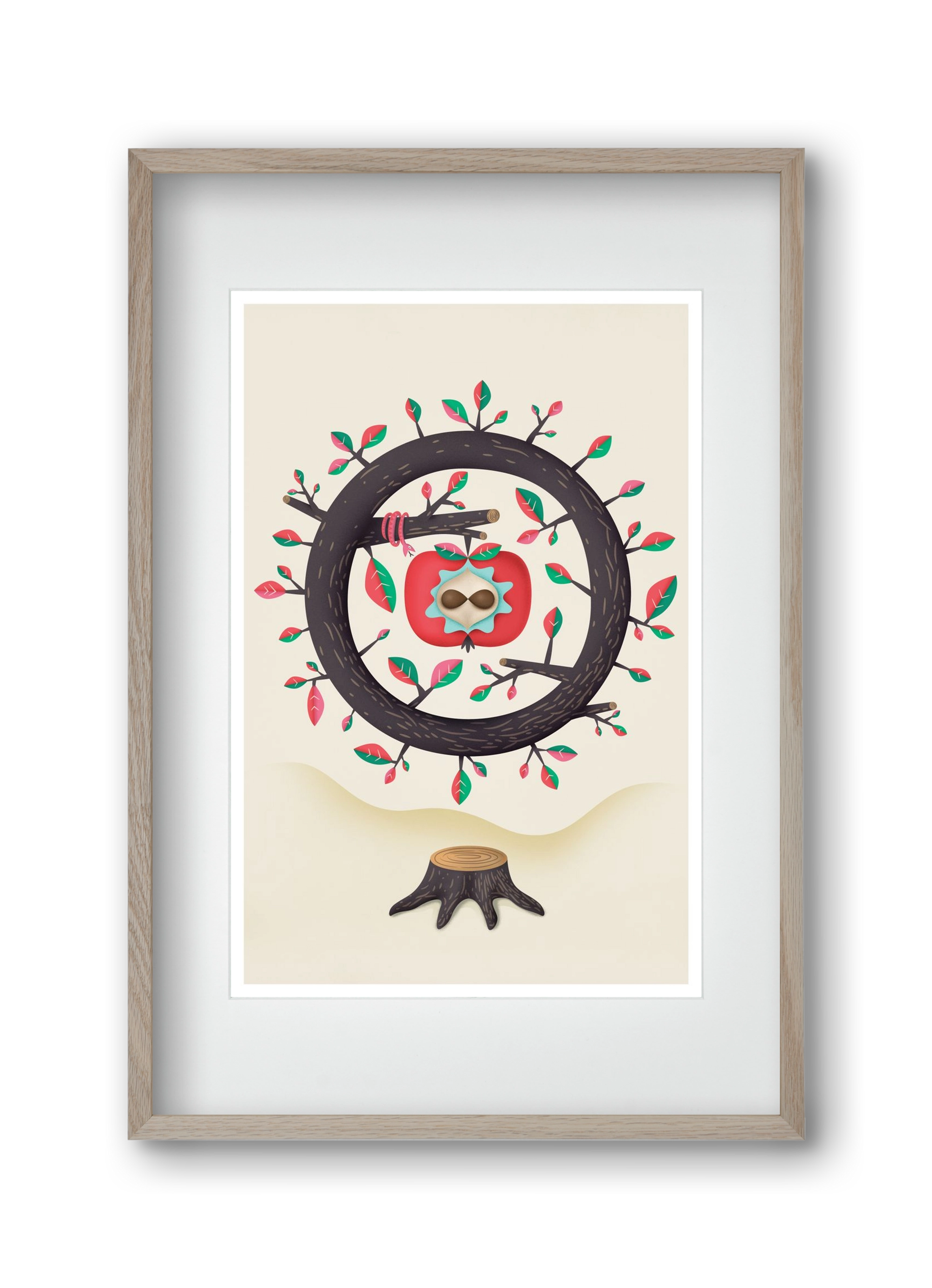 almafa, 30x45 cm (20x30 cm), Tölgy keret, paszpartuval