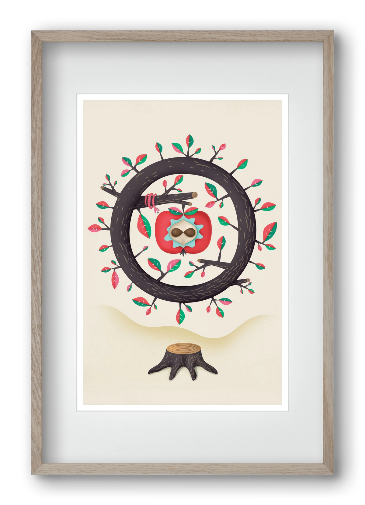 almafa, 40x60 cm (30x45 cm), Tölgy keret, paszpartuval