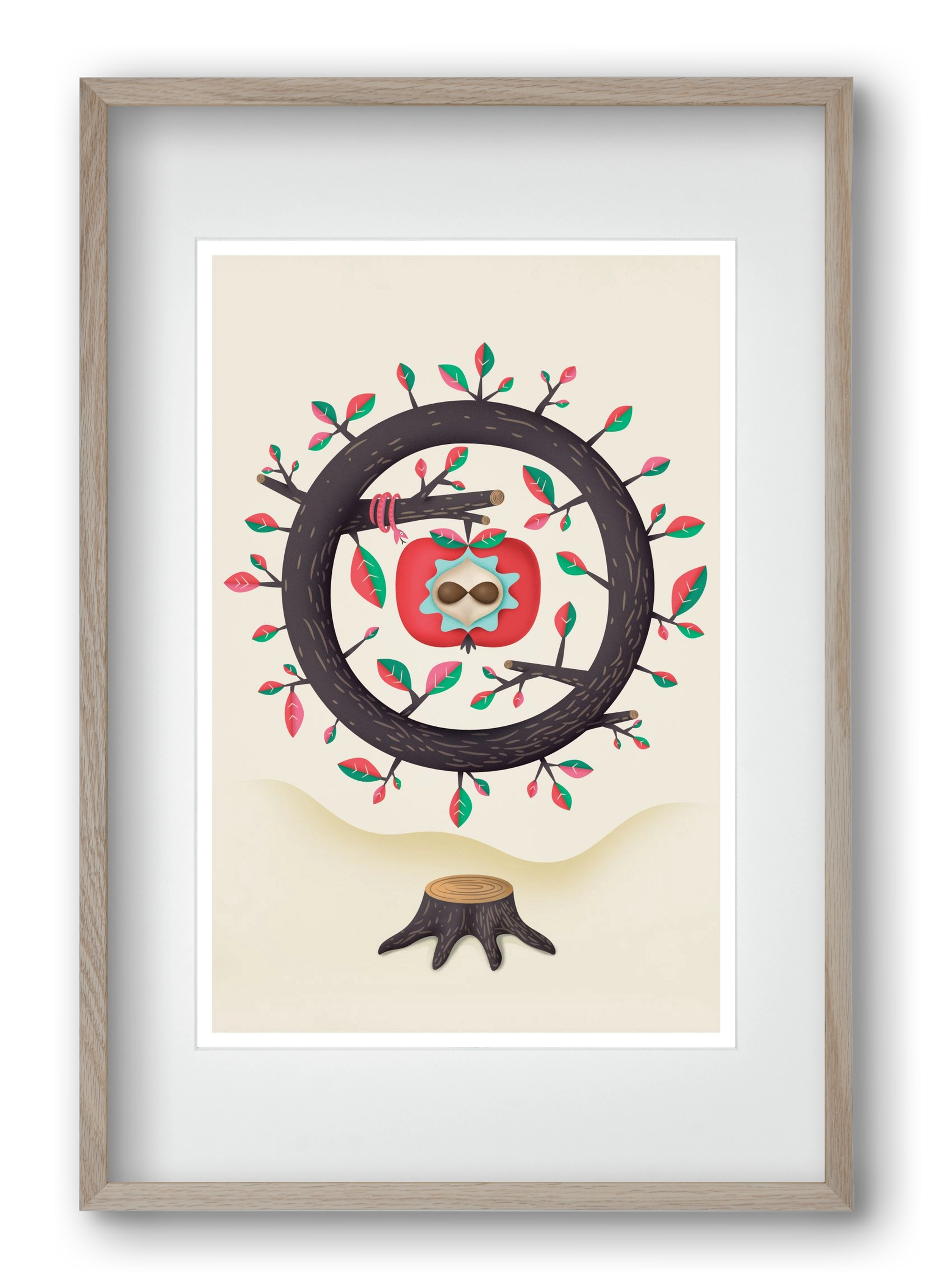 almafa, 40x60 cm (30x45 cm), Tölgy keret, paszpartuval