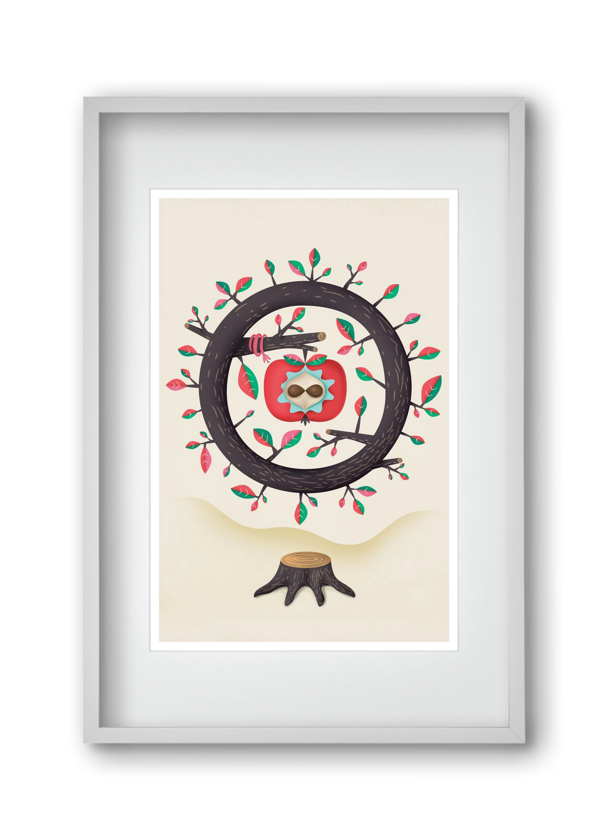 almafa, 30x45 cm (20x30 cm), Fehér keret, paszpartuval