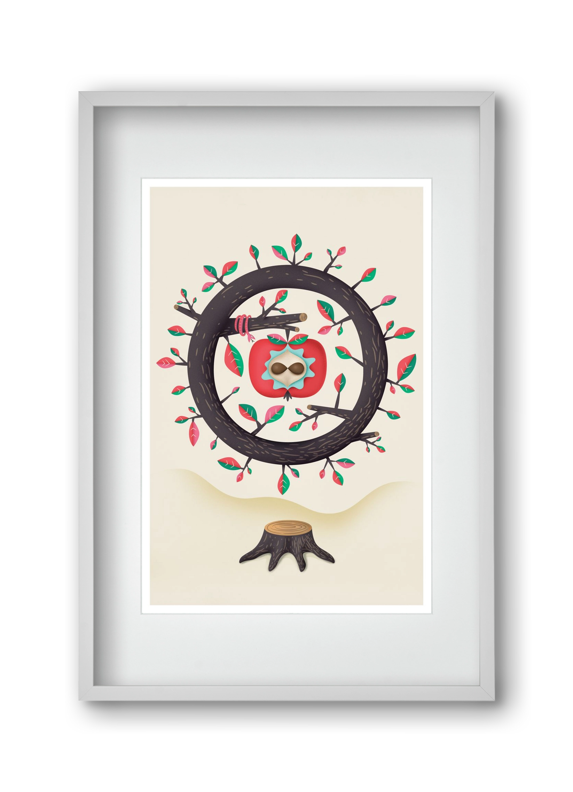 almafa, 30x45 cm (20x30 cm), Fehér keret, paszpartuval