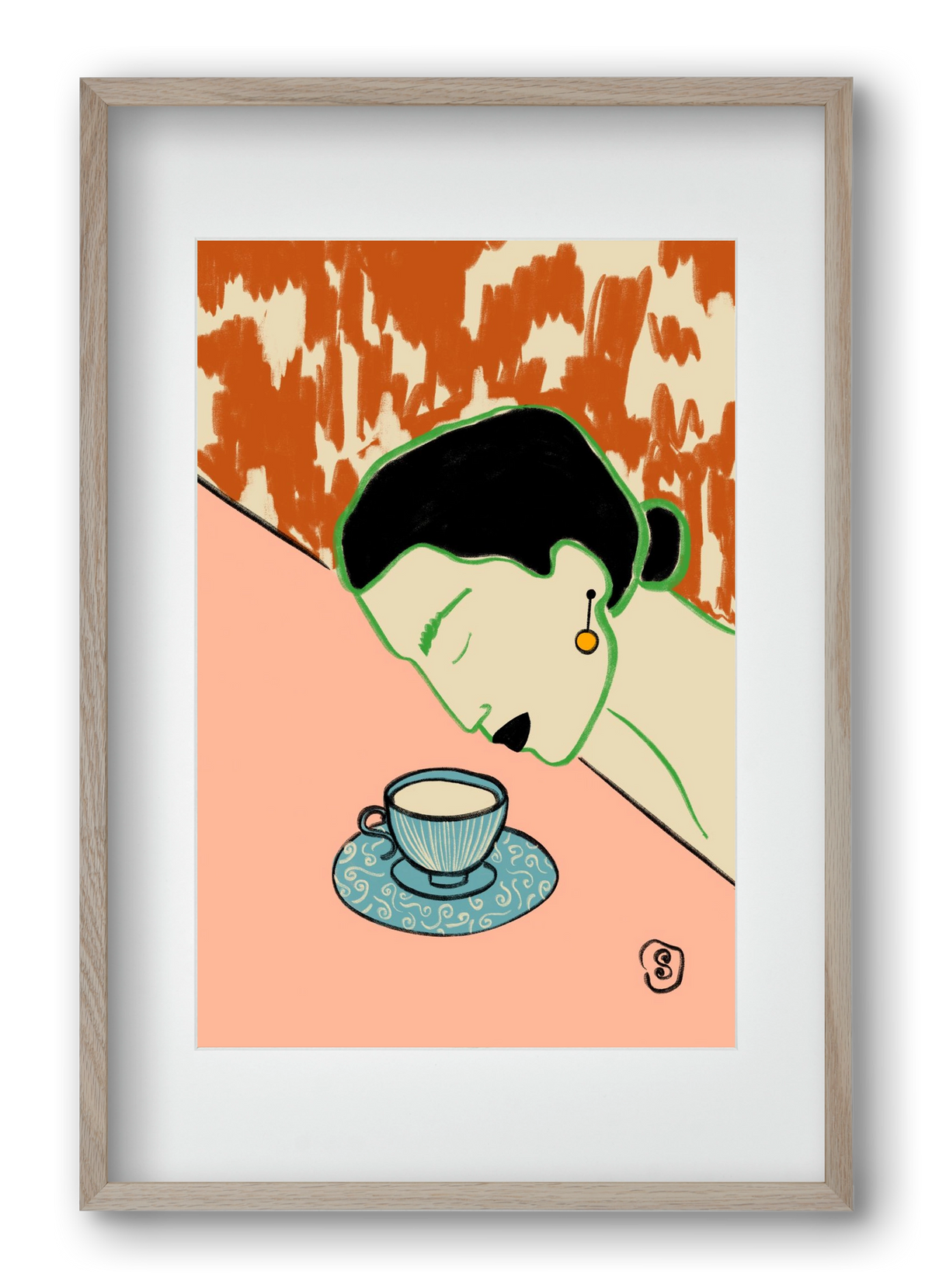 SILENT JOY, 40x60 cm (30x45 cm), Tölgy keret, paszpartuval