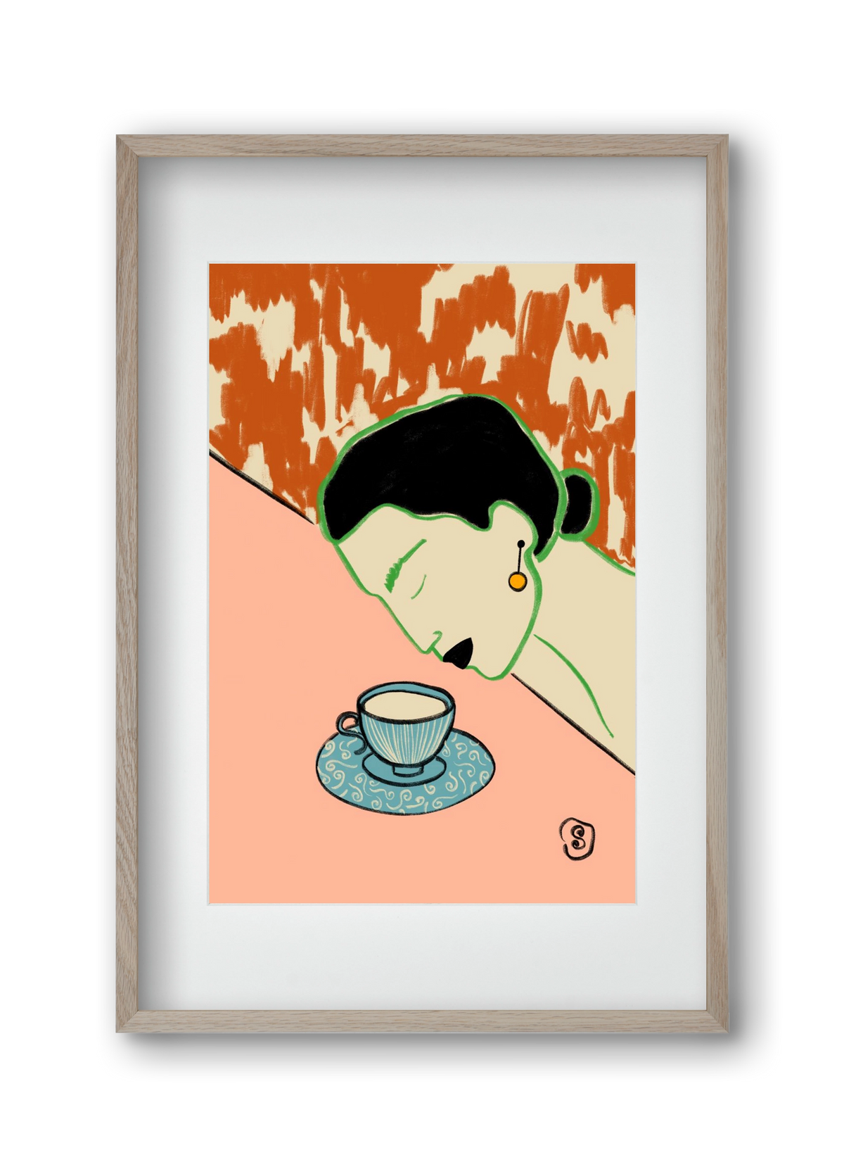 SILENT JOY, 30x45 cm (20x30 cm), Tölgy keret, paszpartuval