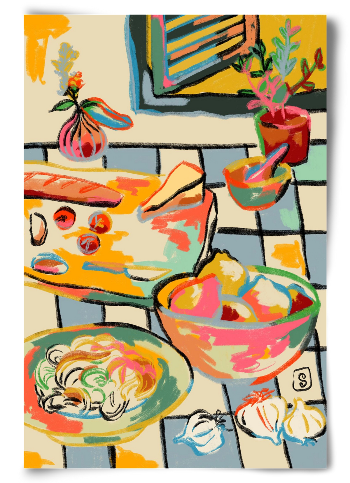 BREAD AND PASTA LOVE, 60x90 cm, Keret nélkül