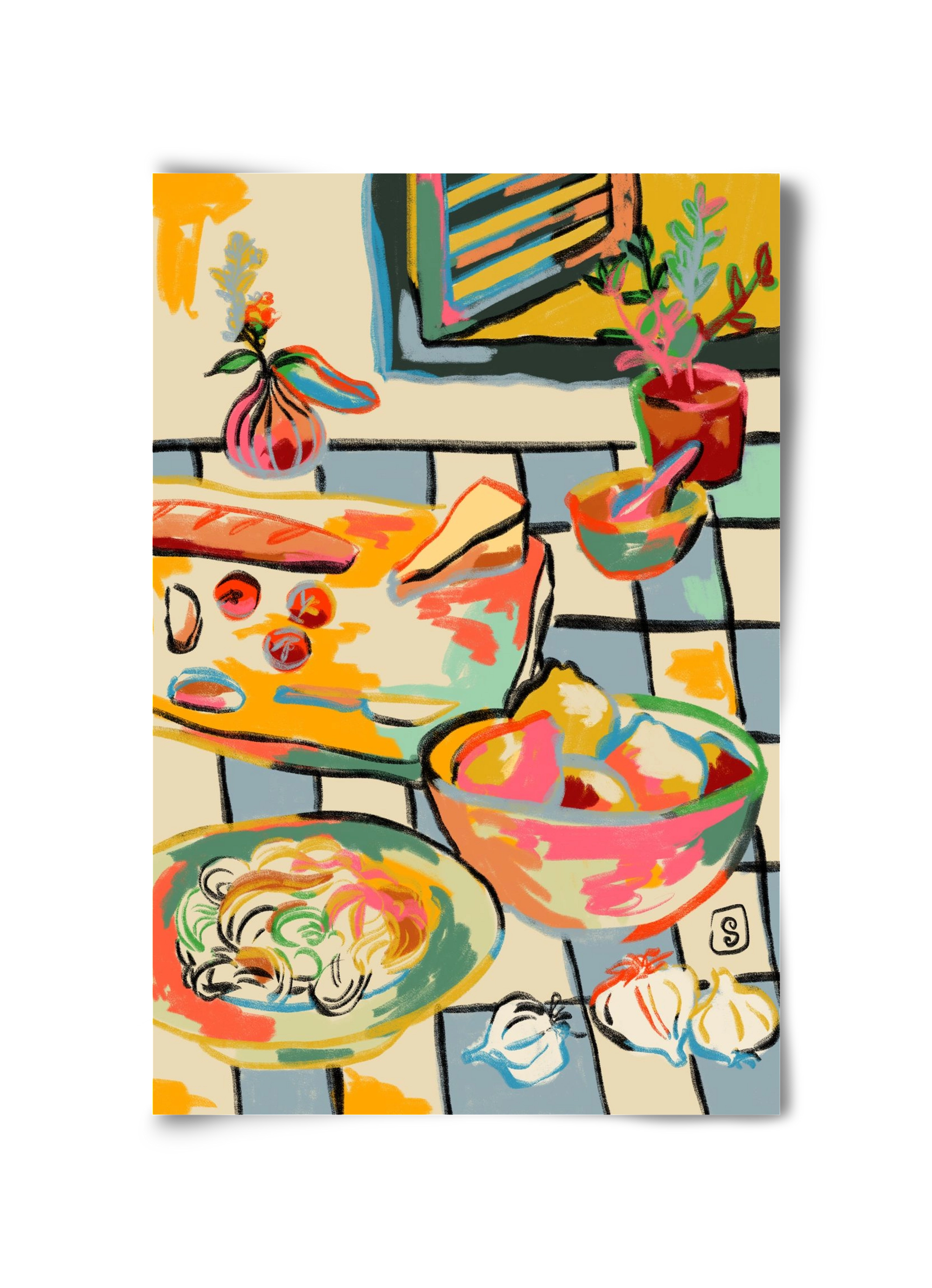 BREAD AND PASTA LOVE, 30x45 cm, Keret nélkül