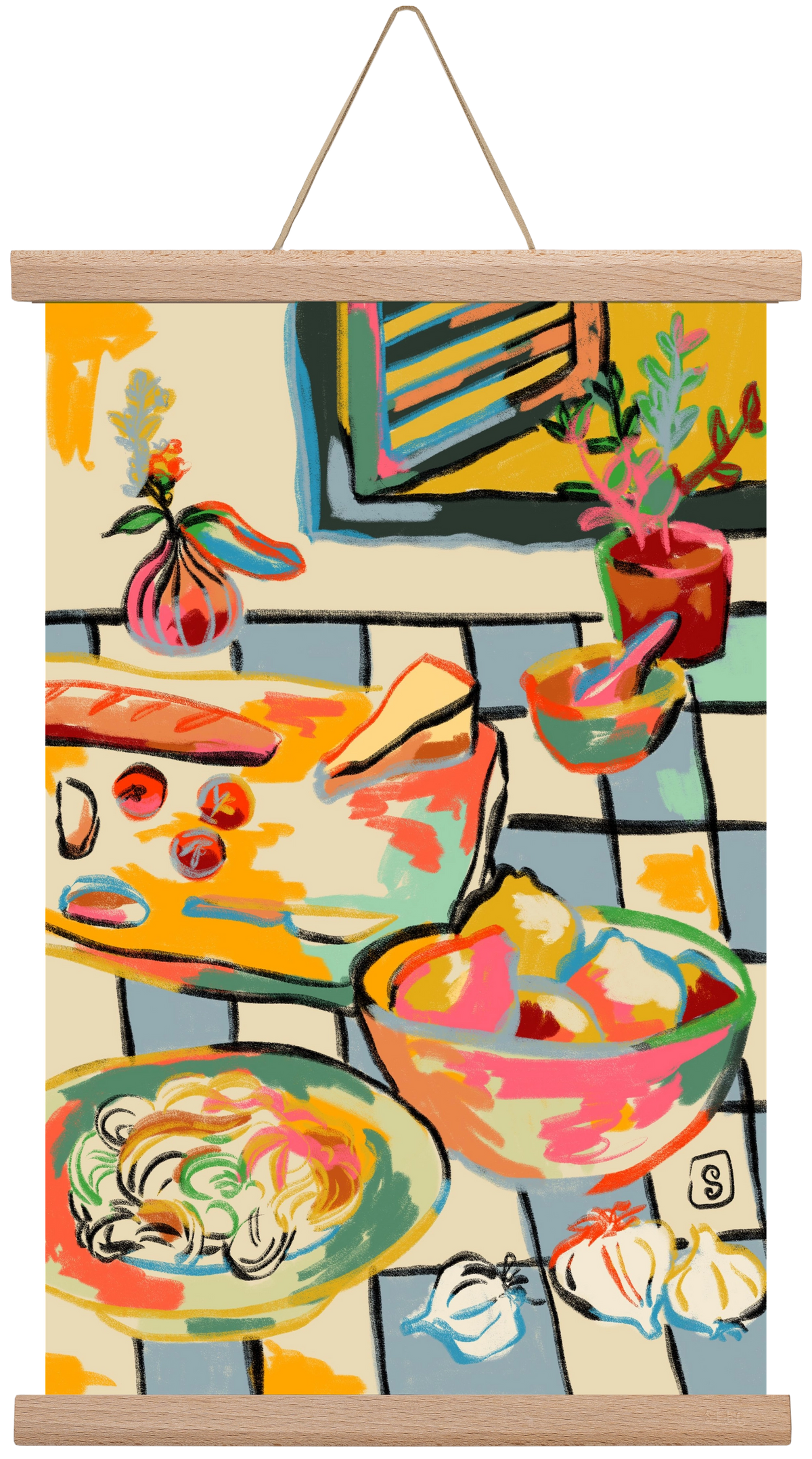 BREAD AND PASTA LOVE, 30x45 cm (30x45 cm), Tölgy akasztó