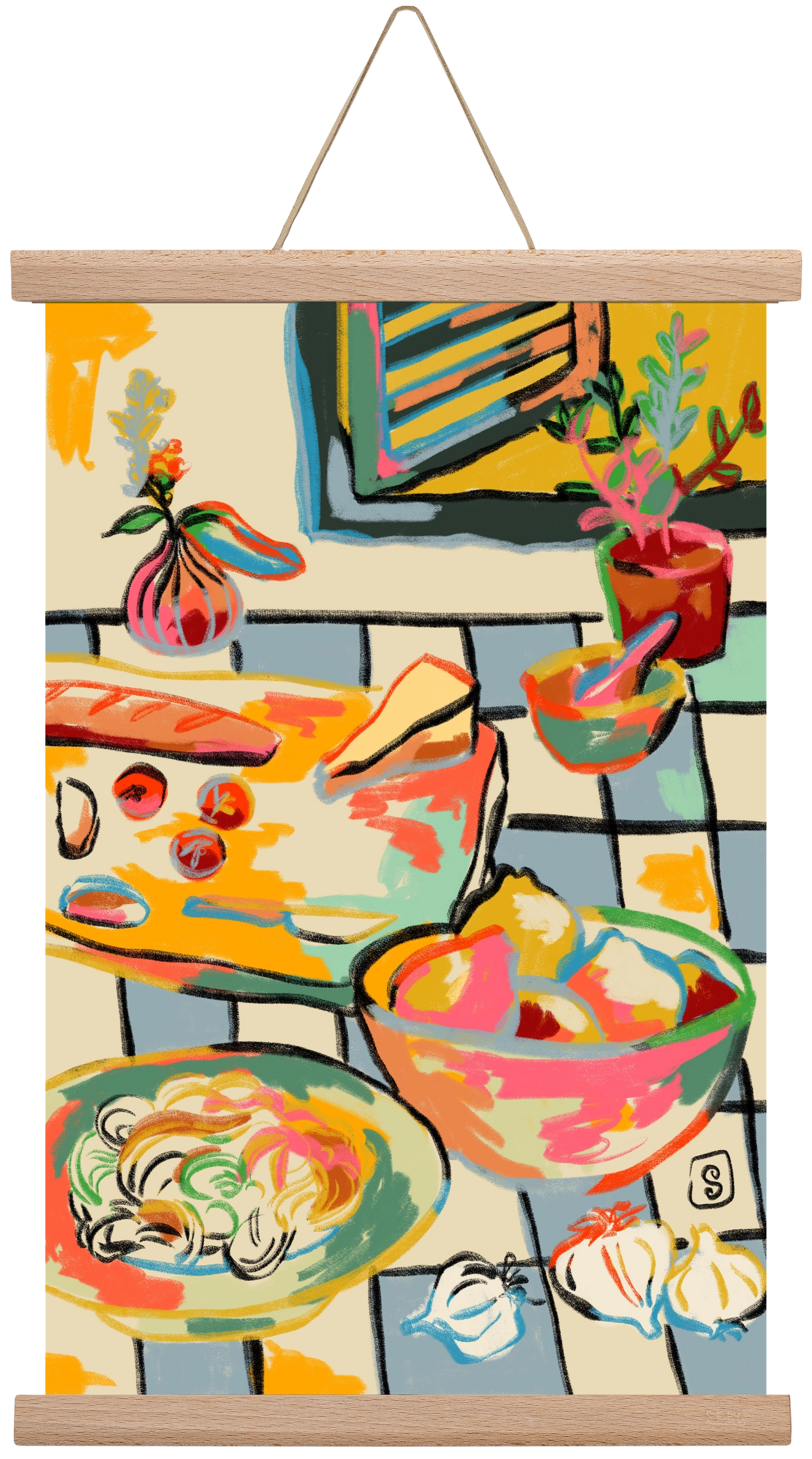 BREAD AND PASTA LOVE, 30x45 cm (30x45 cm), Tölgy akasztó