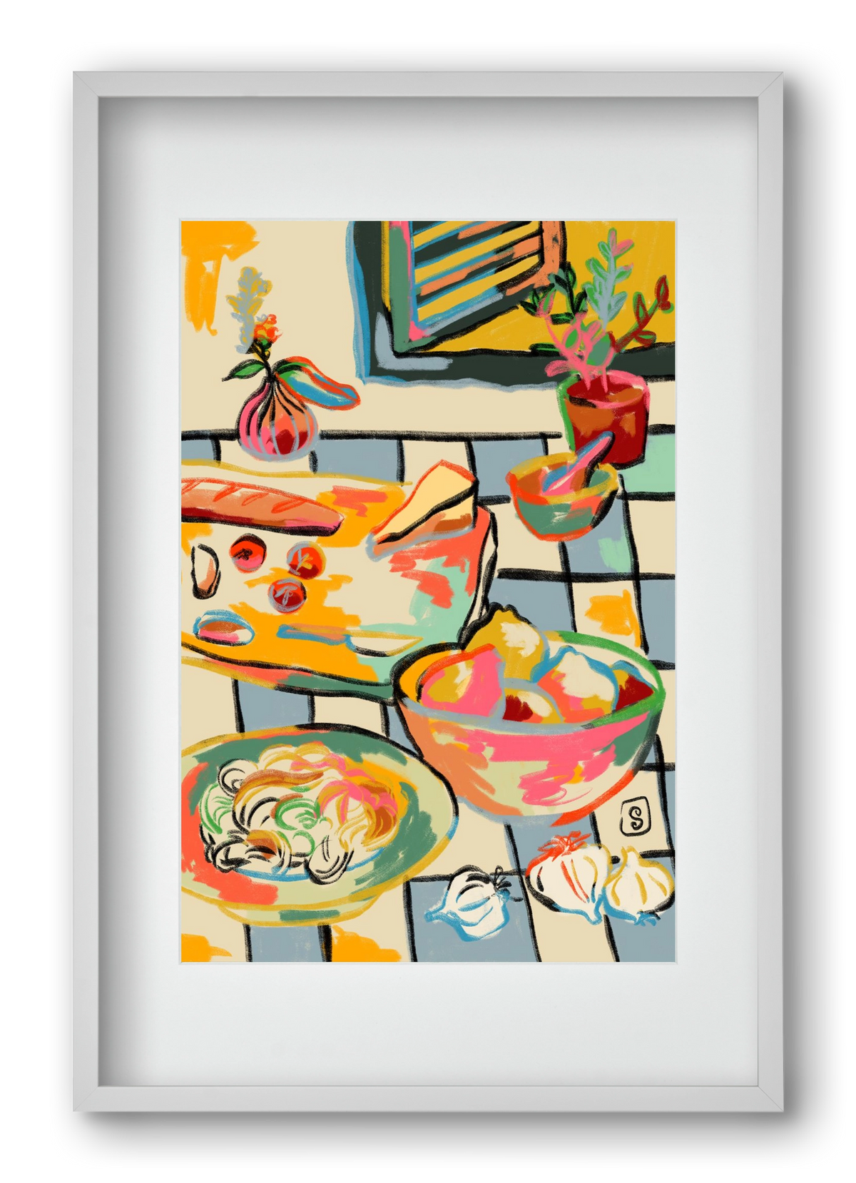 BREAD AND PASTA LOVE, 40x60 cm (30x45 cm), Fehér keret, paszpartuval