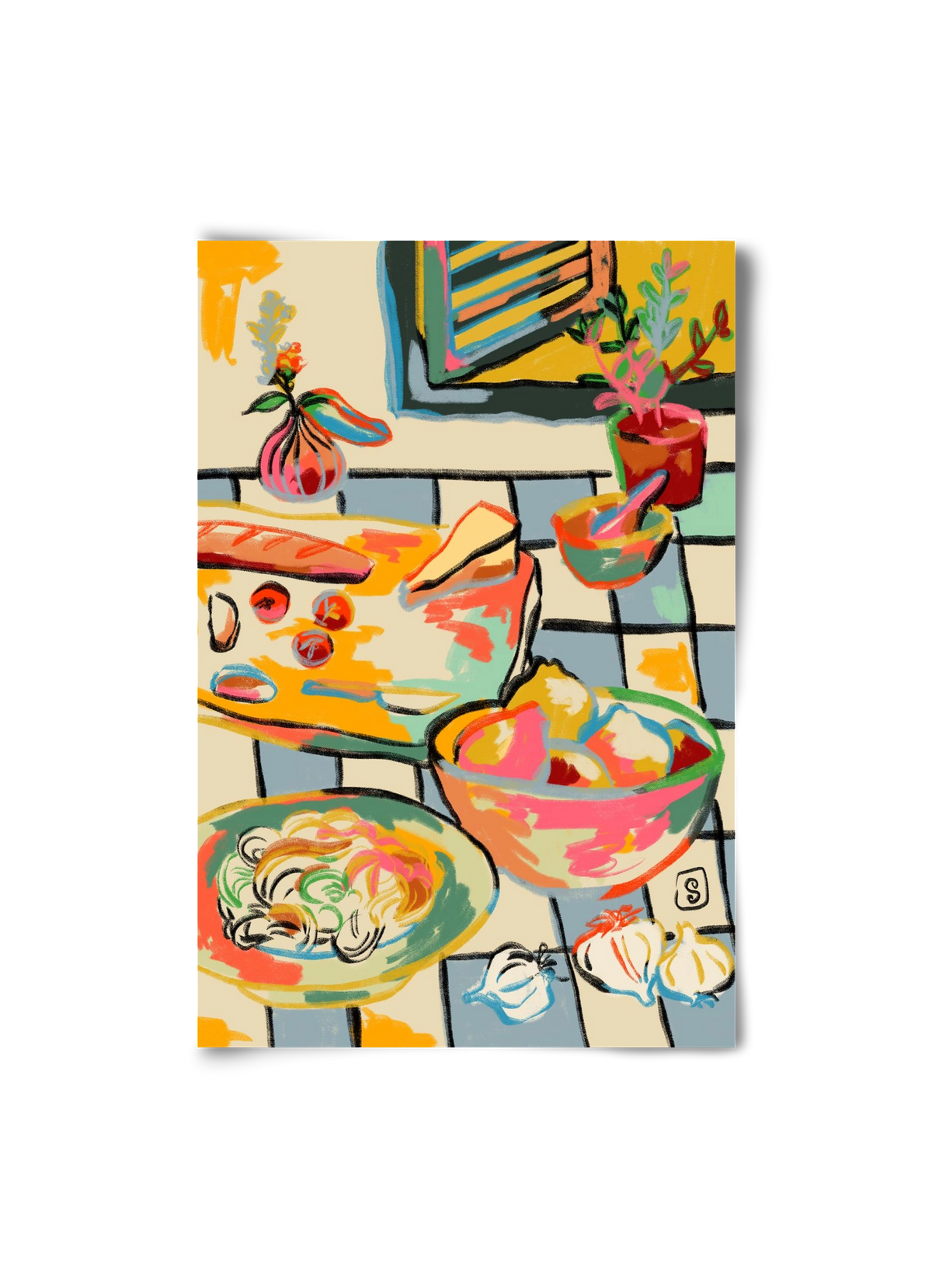 BREAD AND PASTA LOVE, 20x30 cm, Keret nélkül