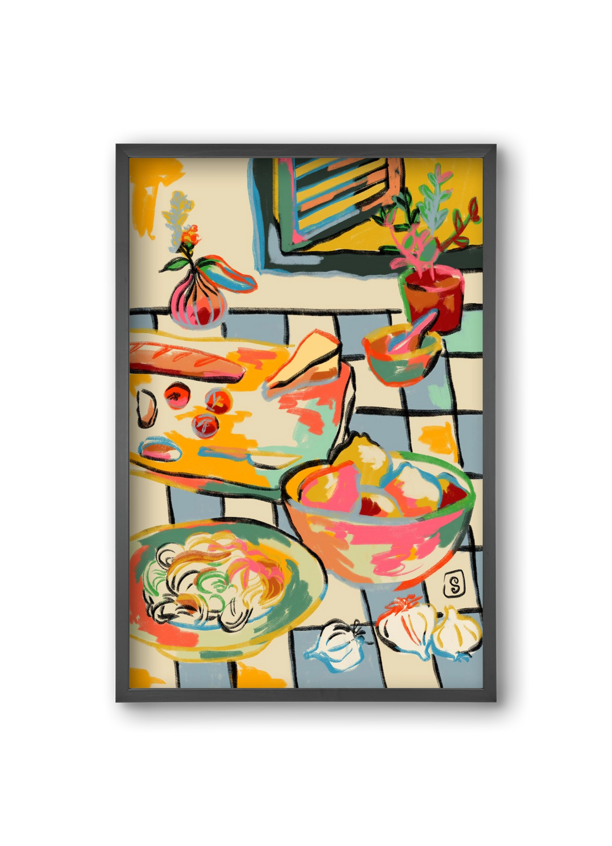 BREAD AND PASTA LOVE, 20x30 cm (20x30 cm), Fekete keret