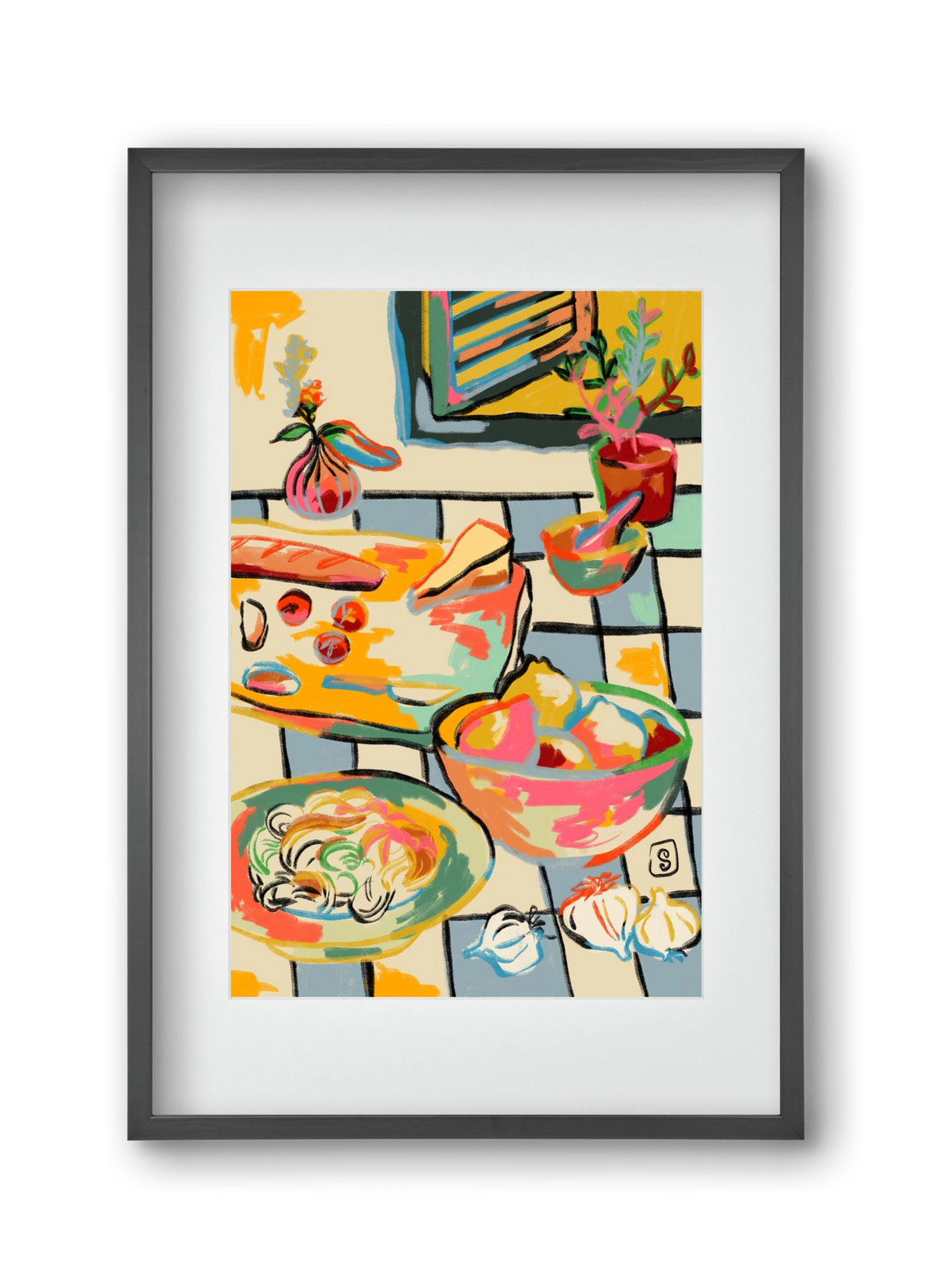 BREAD AND PASTA LOVE, 30x45 cm (20x30 cm), Fekete keret, paszpartuval