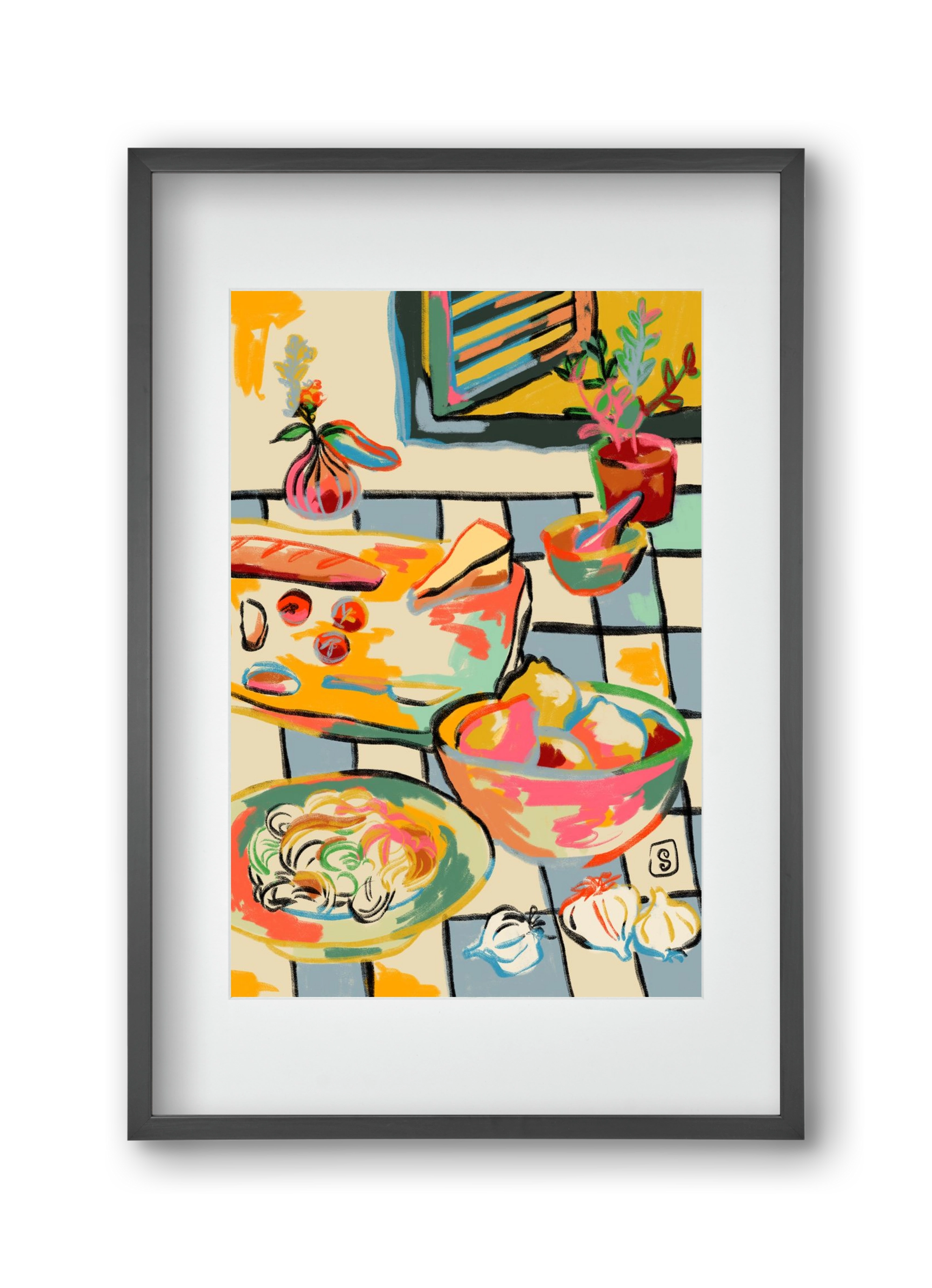 BREAD AND PASTA LOVE, 30x45 cm (20x30 cm), Fekete keret, paszpartuval