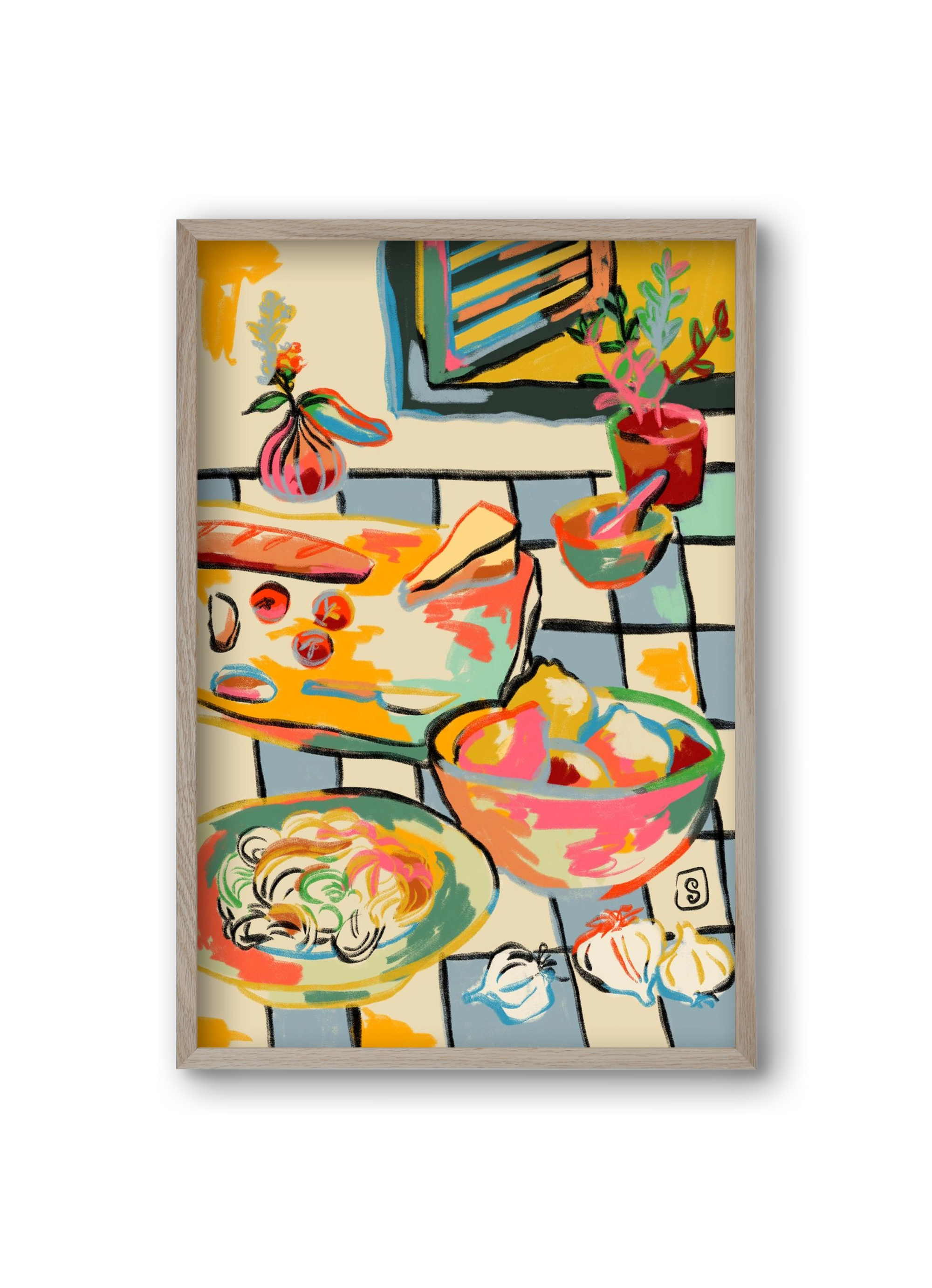 BREAD AND PASTA LOVE, 20x30 cm (20x30 cm), Tölgy keret