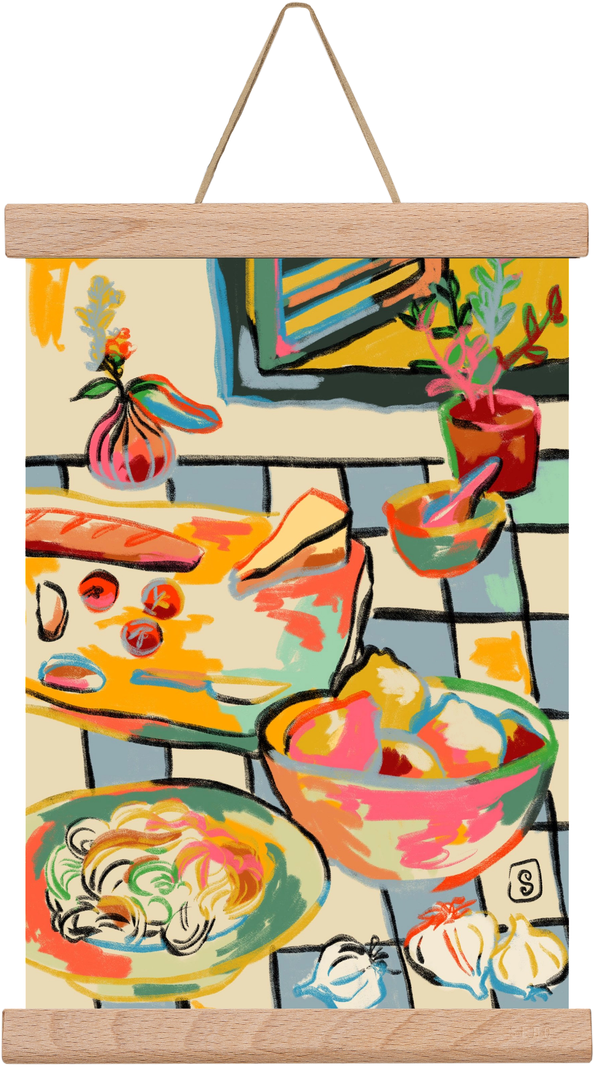 BREAD AND PASTA LOVE, 20x30 cm (20x30 cm), Tölgy akasztó