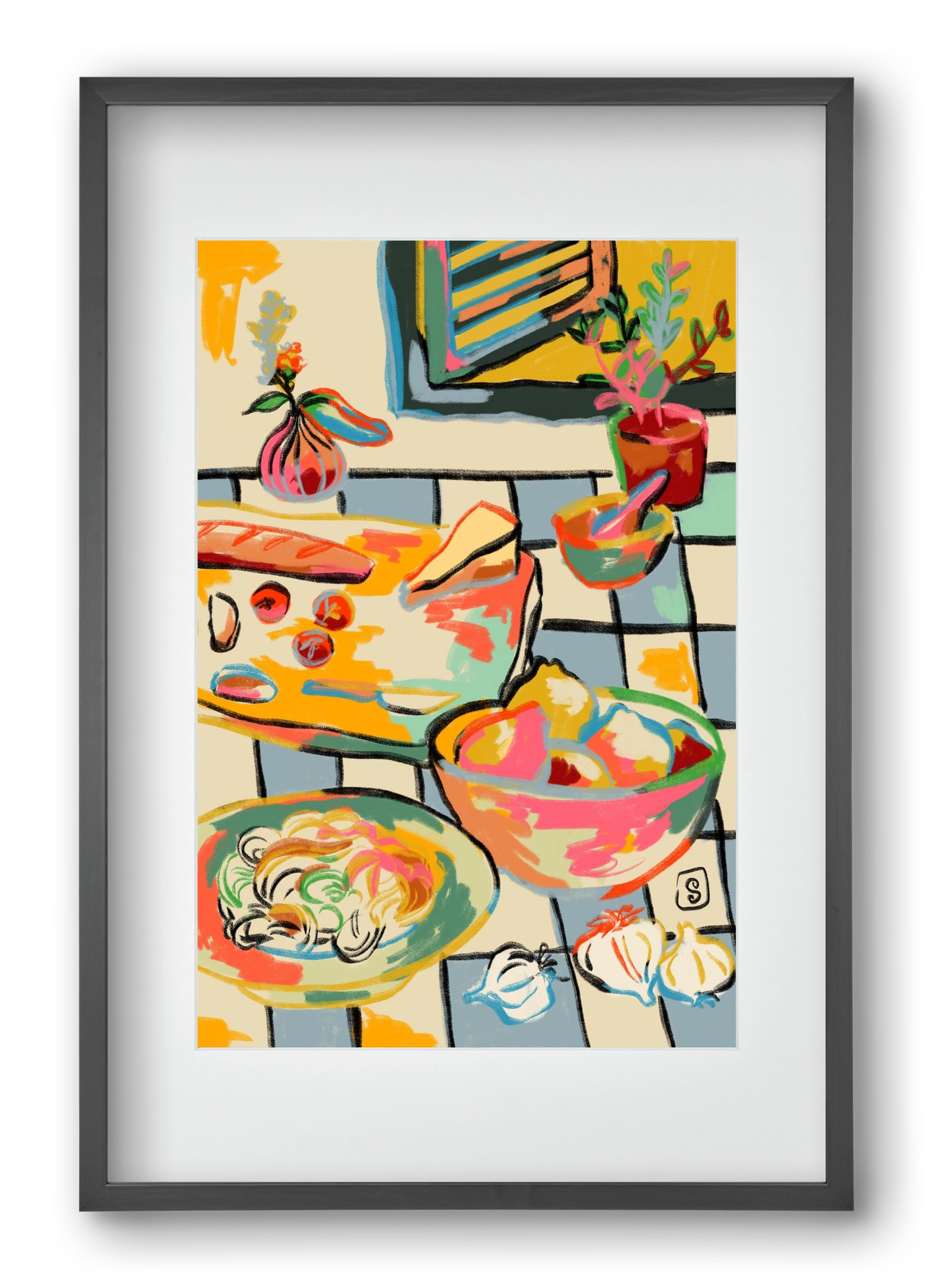 BREAD AND PASTA LOVE, 40x60 cm (30x45 cm), Fekete keret, paszpartuval