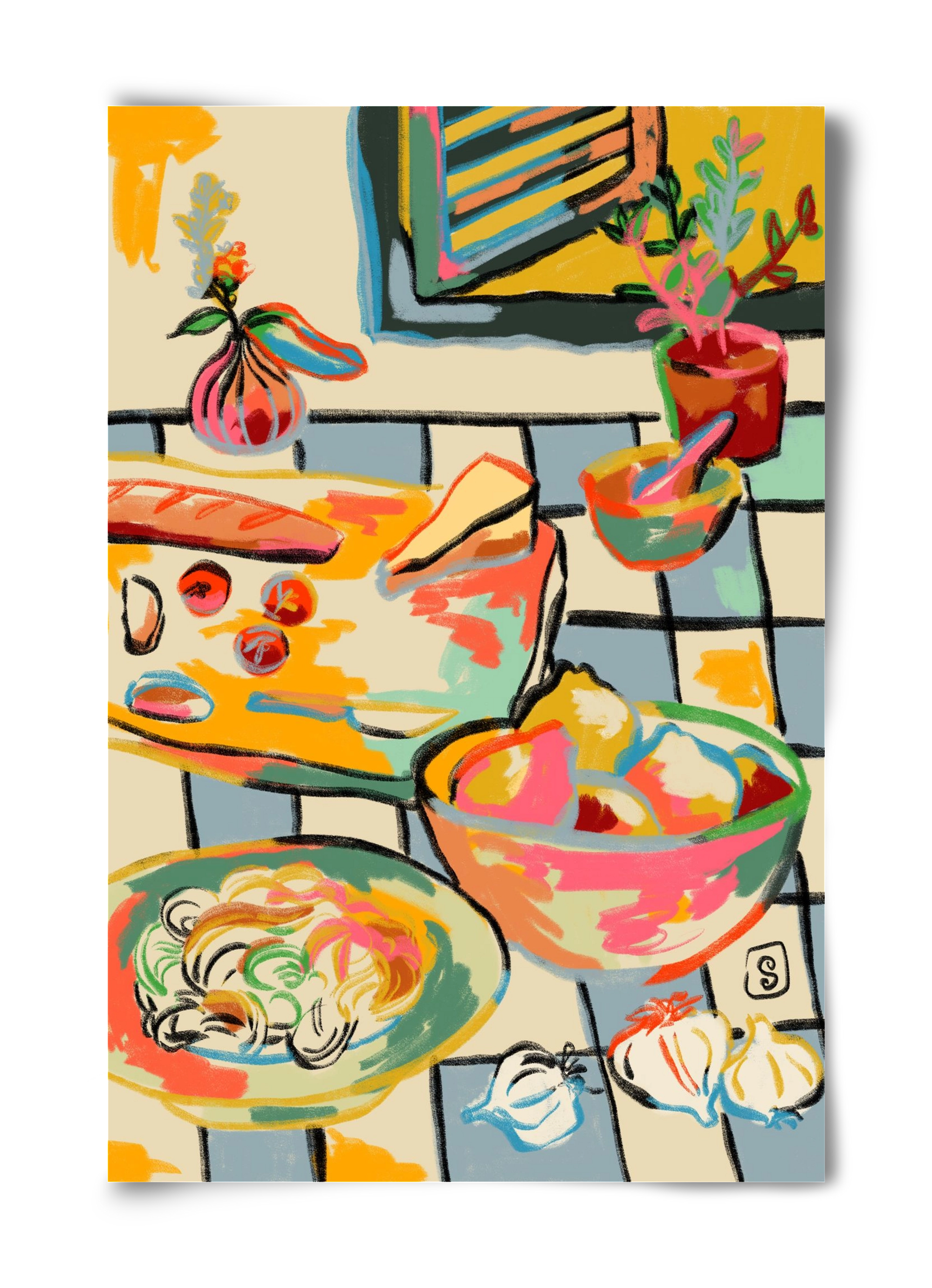 BREAD AND PASTA LOVE, 40x60 cm, Keret nélkül