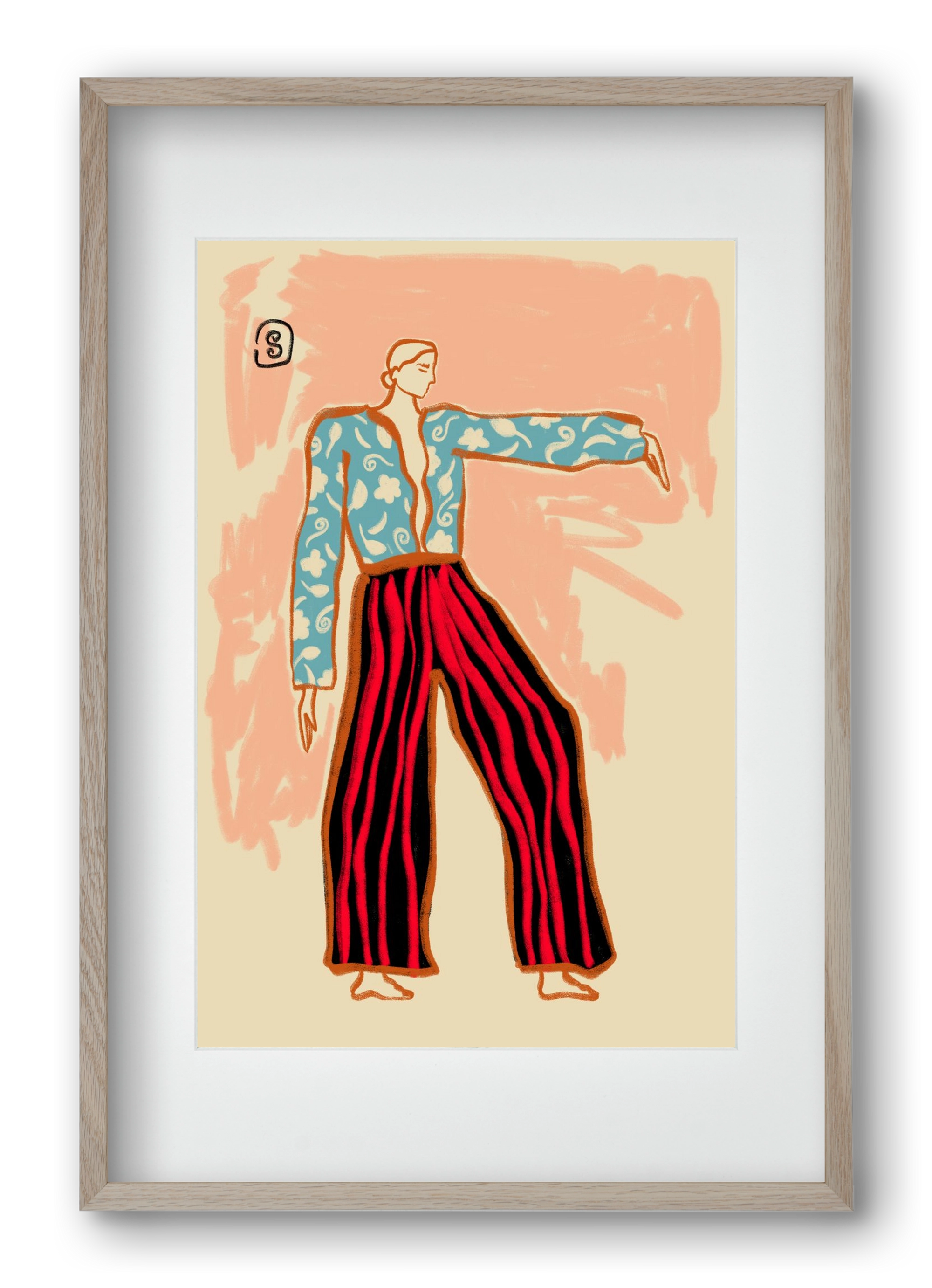 NEW YEAR DANCE, 40x60 cm (30x45 cm), Tölgy keret, paszpartuval