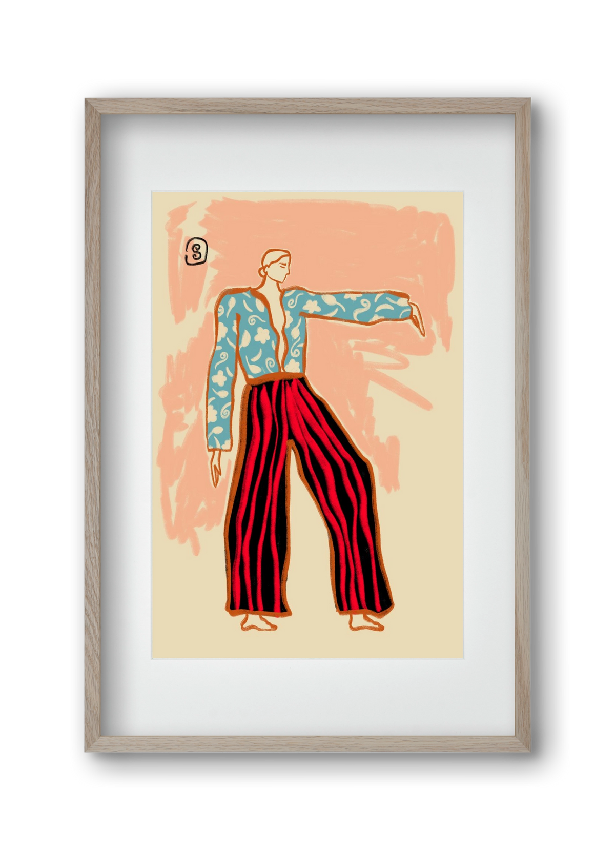 NEW YEAR DANCE, 30x45 cm (20x30 cm), Tölgy keret, paszpartuval