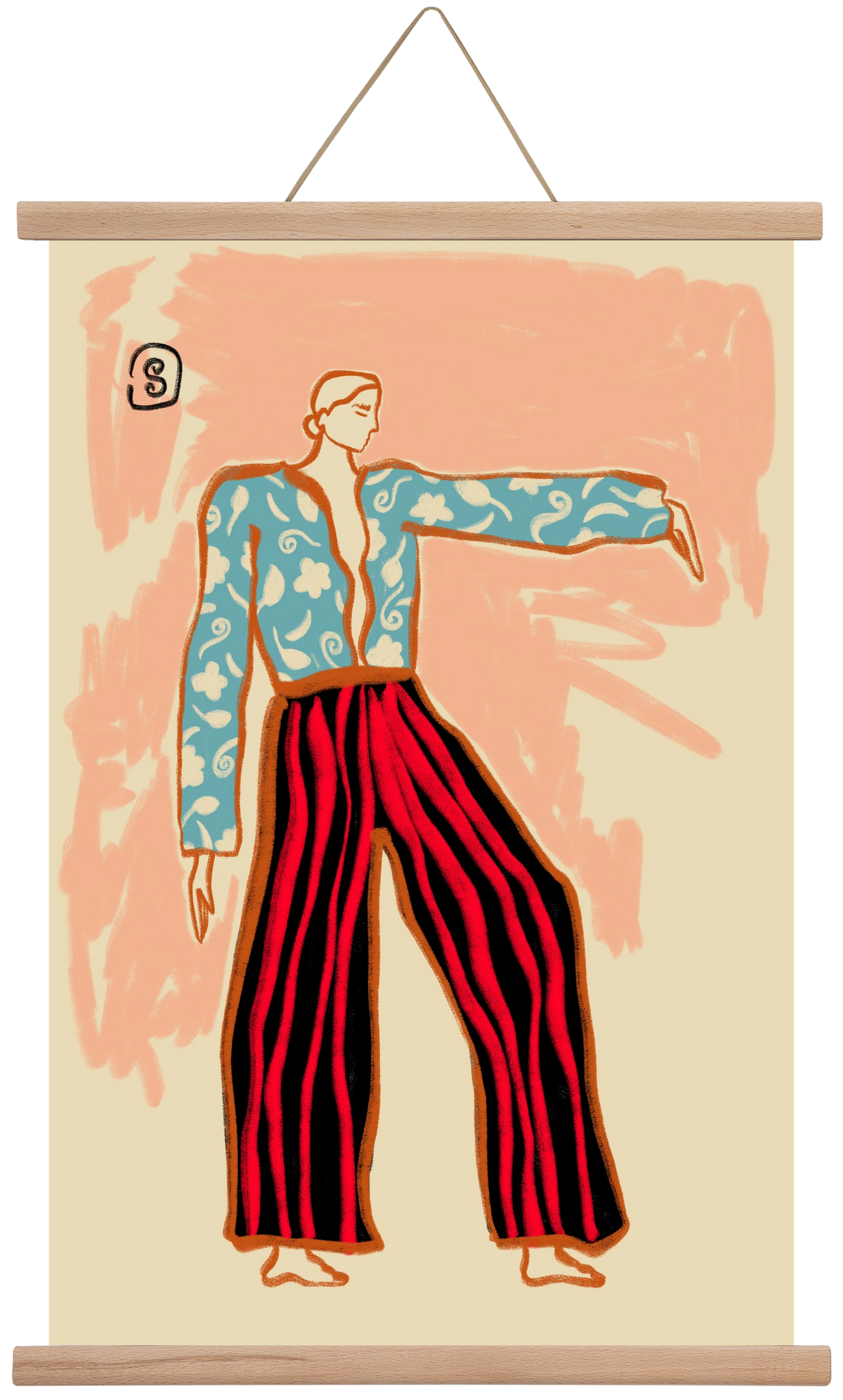 NEW YEAR DANCE, 40x60 cm (40x60 cm), Tölgy akasztó